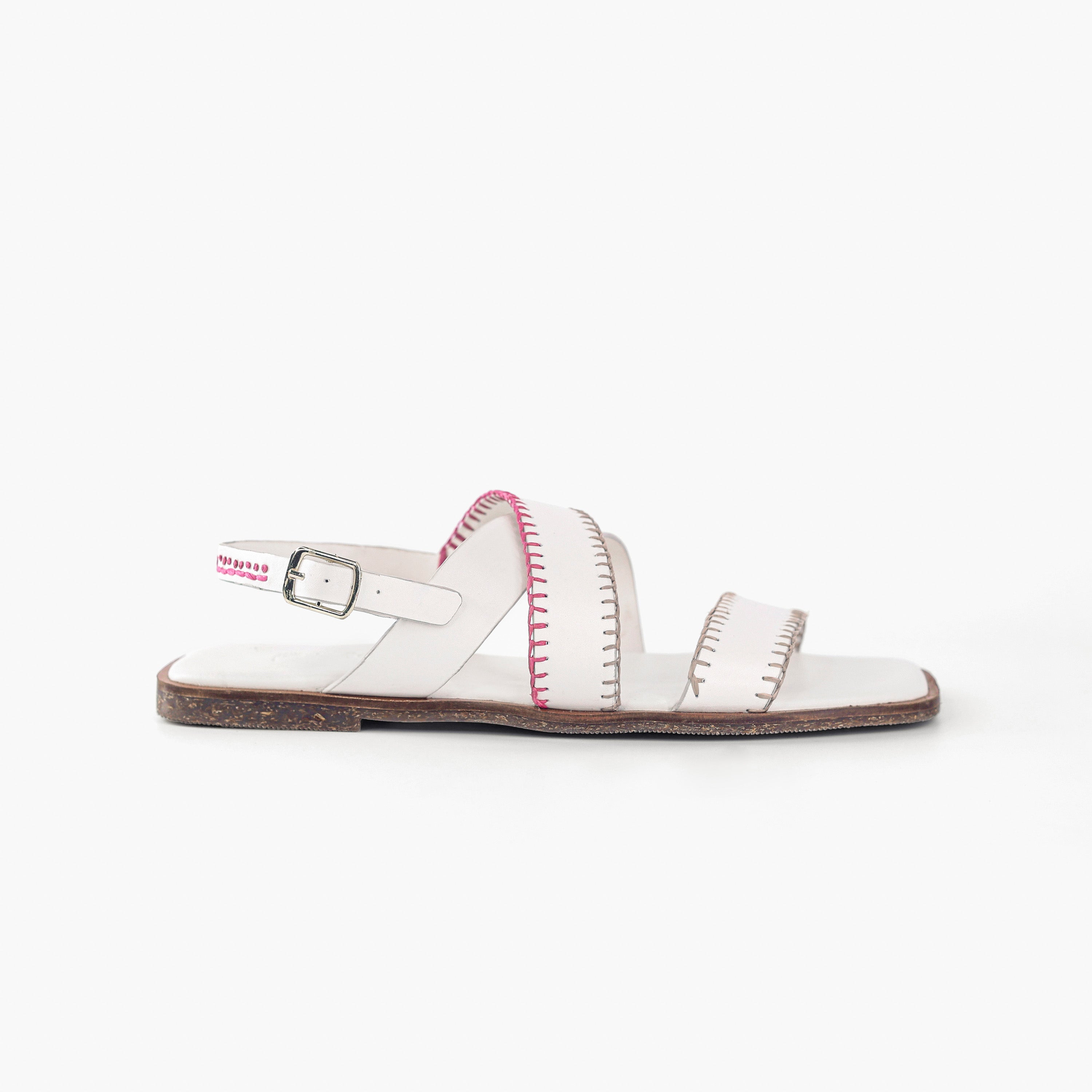 White Cross Sandals