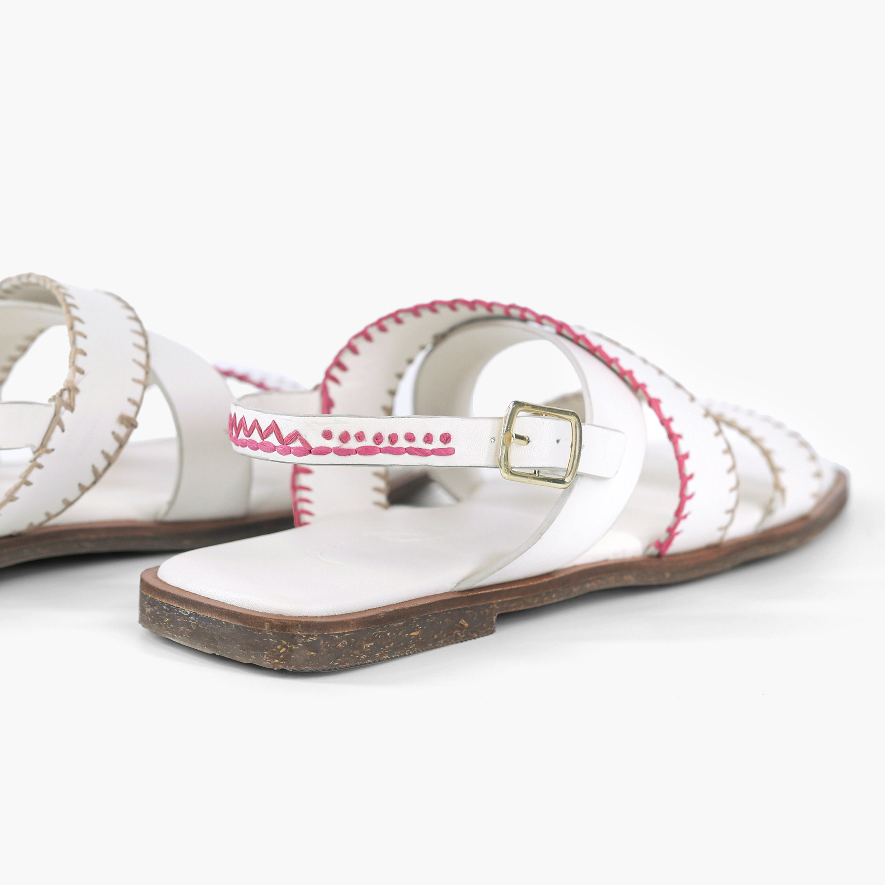 White Cross Sandals