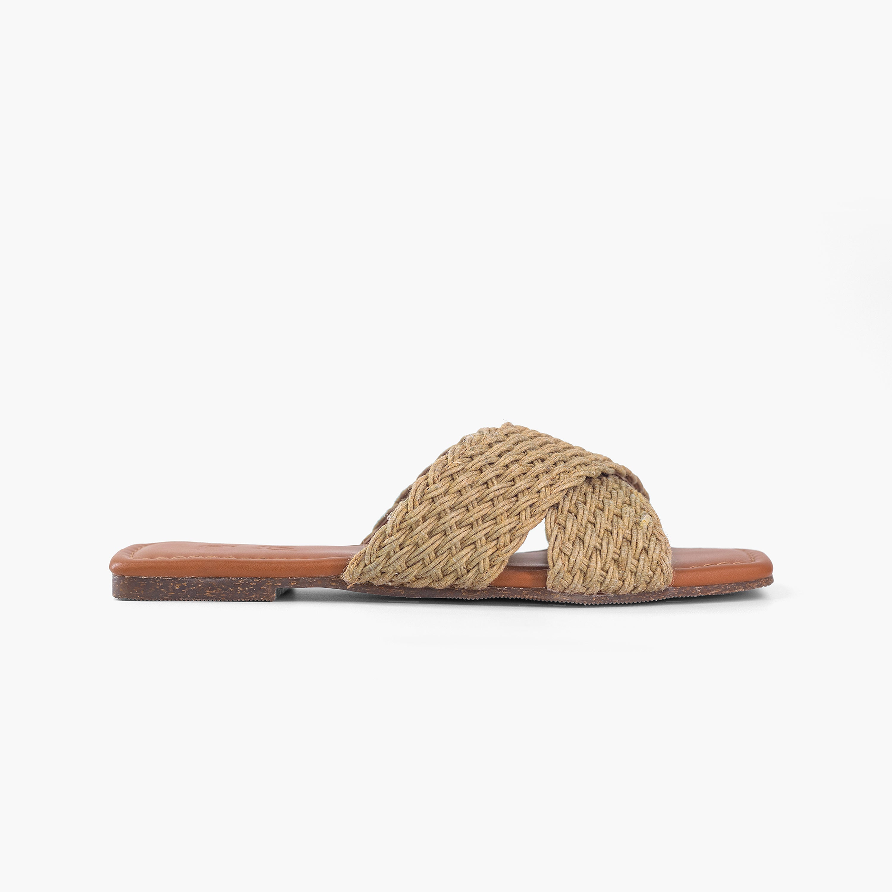 Dark Tan Jute Slides