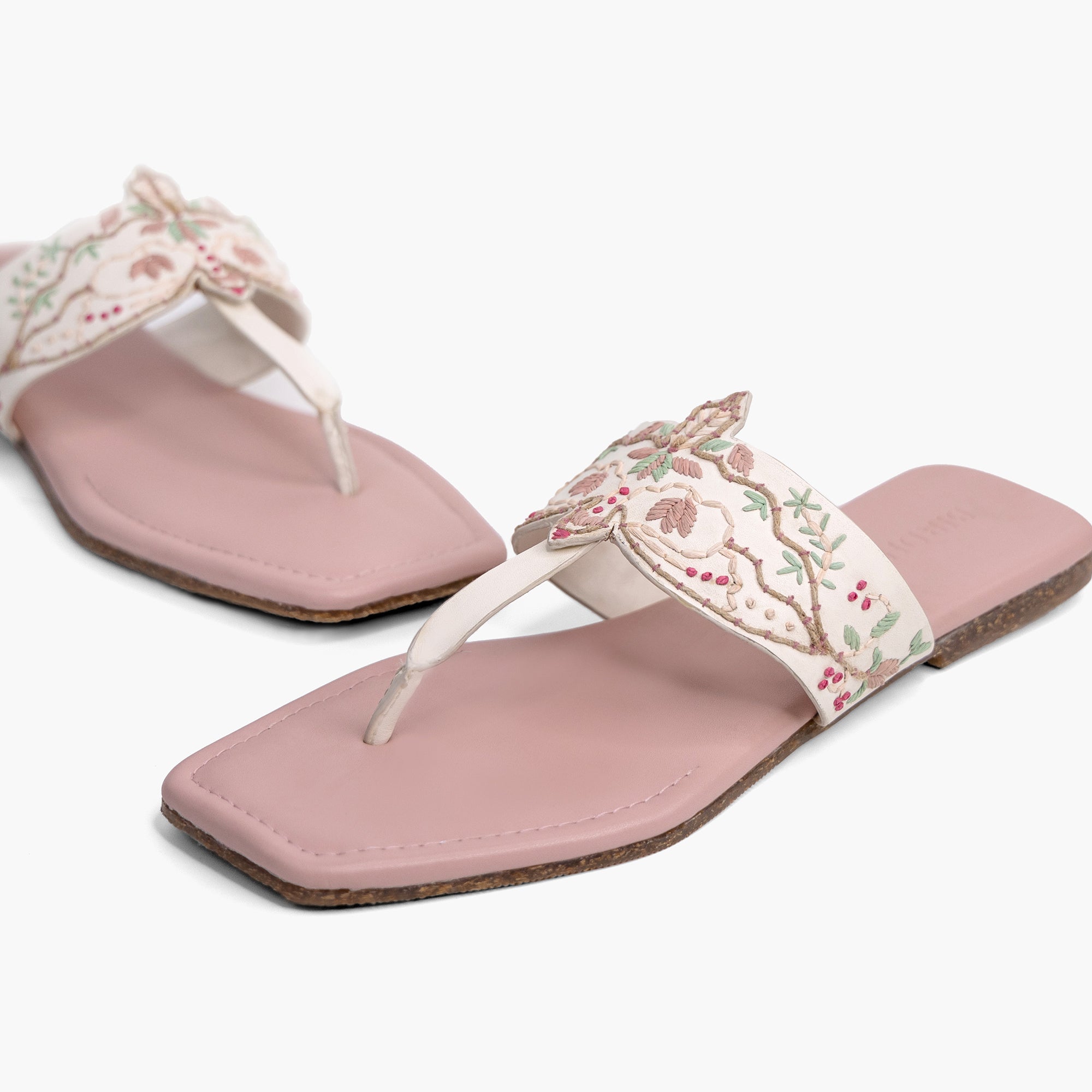 White & Pink Panchi Flats