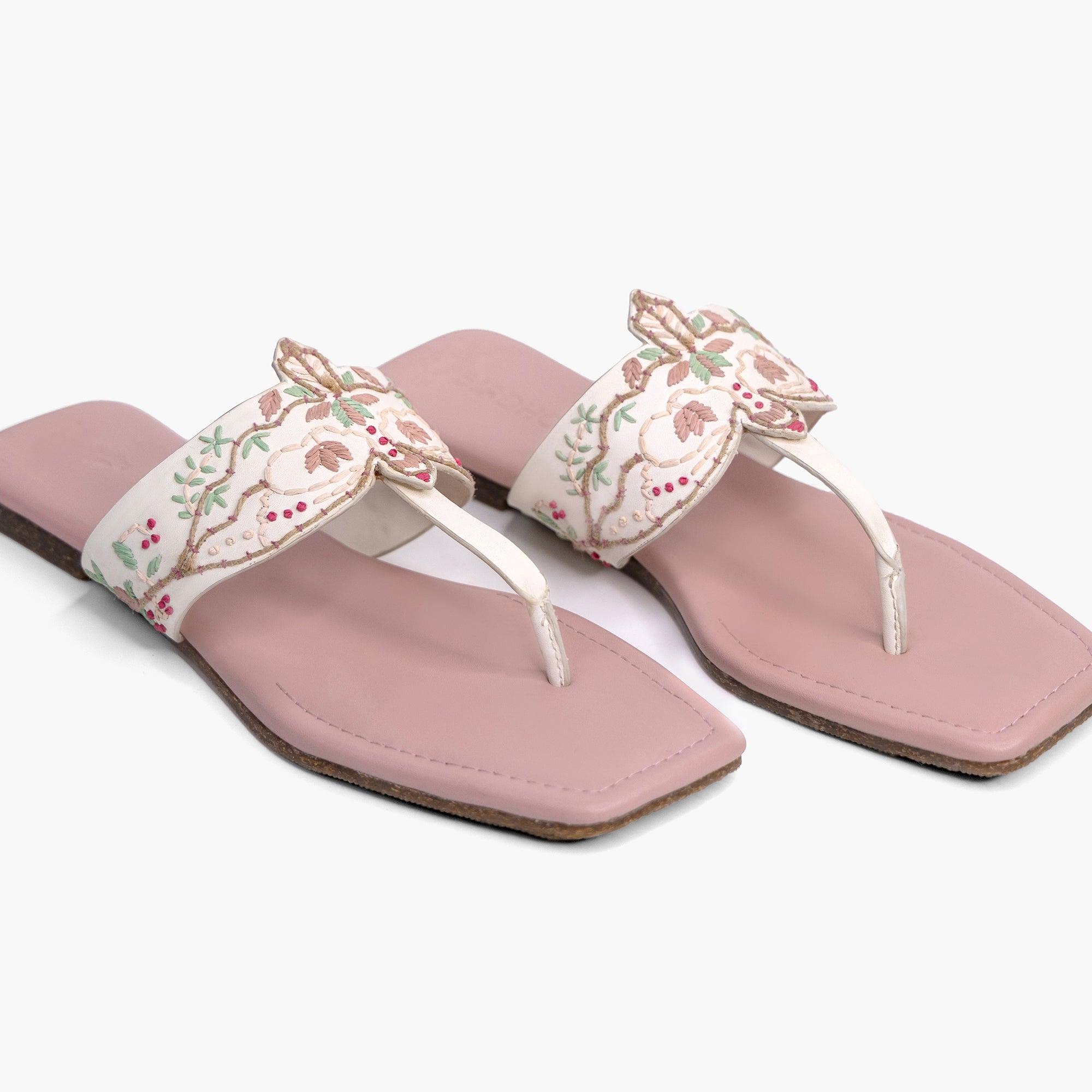 White & Pink Panchi Flats