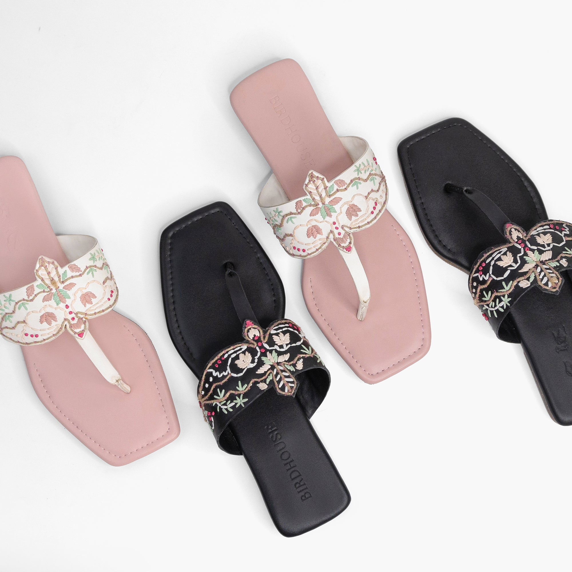 White & Pink Panchi Flats