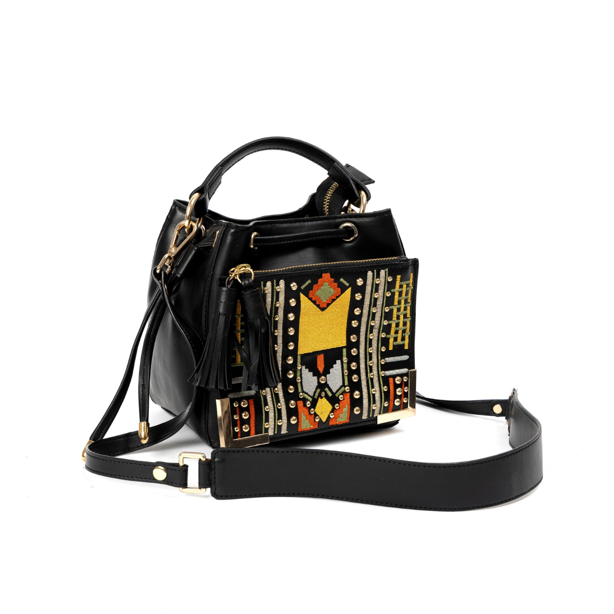 Nora Vegan Leather Sling Bag - Black