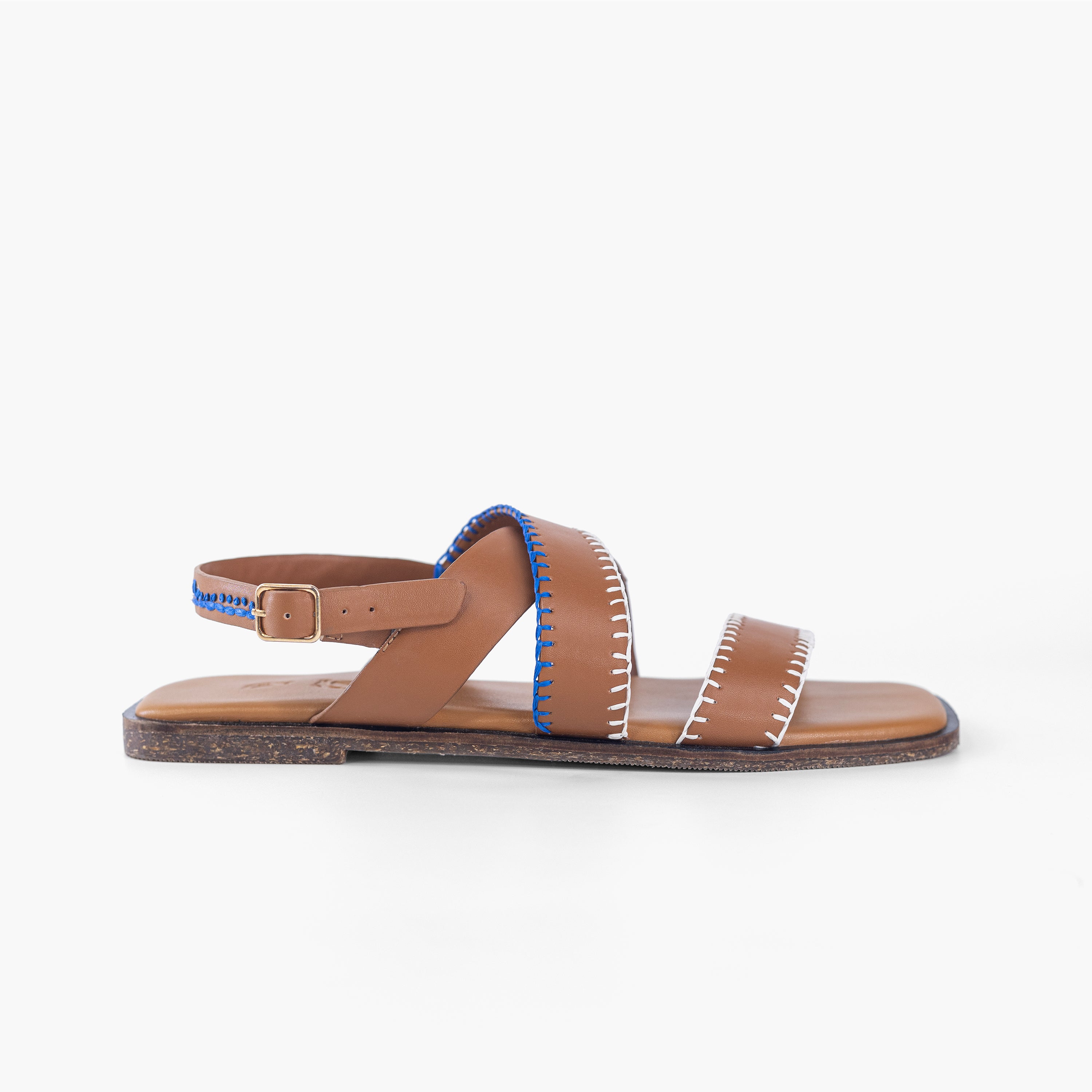Tan Cross Sandals