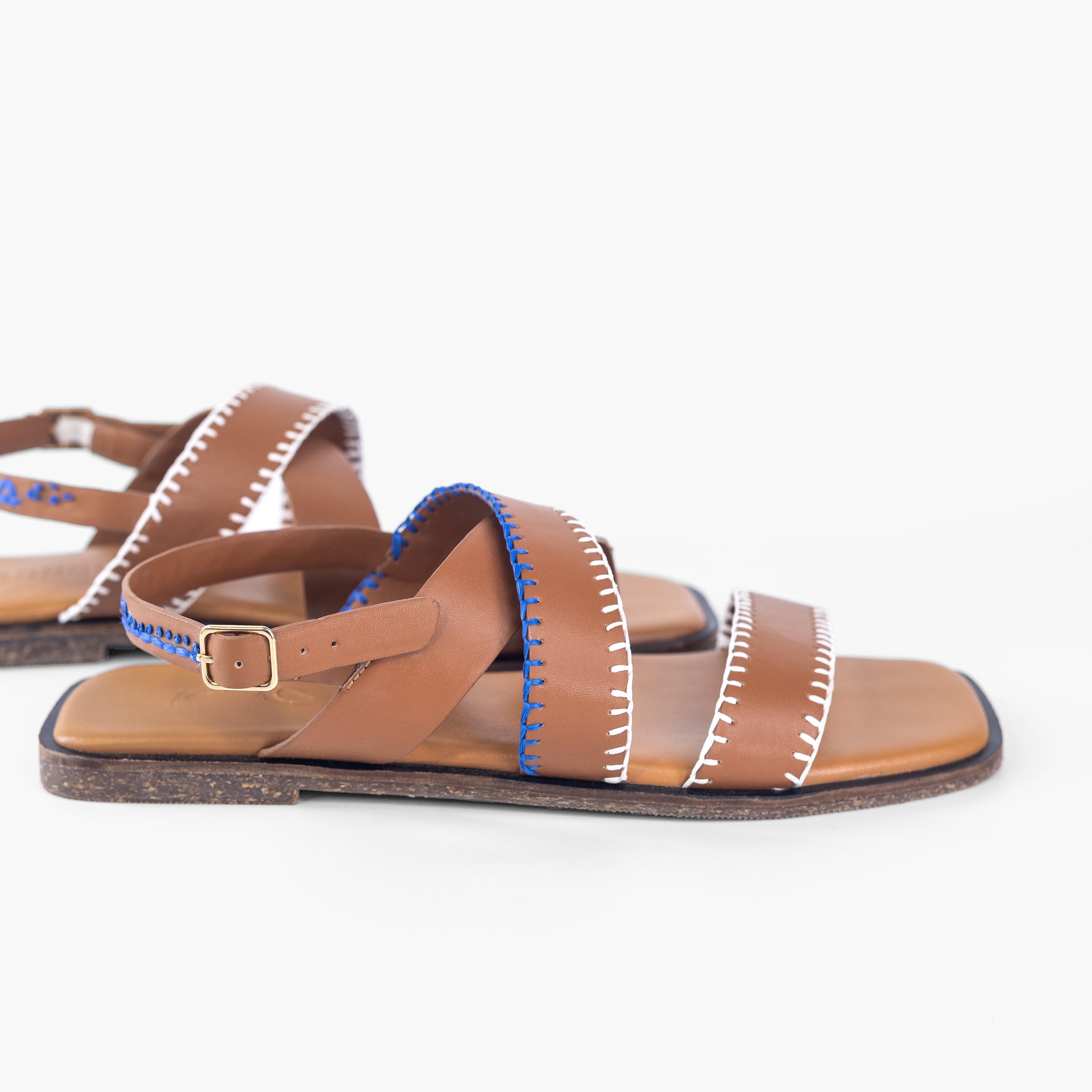 Tan Cross Sandals