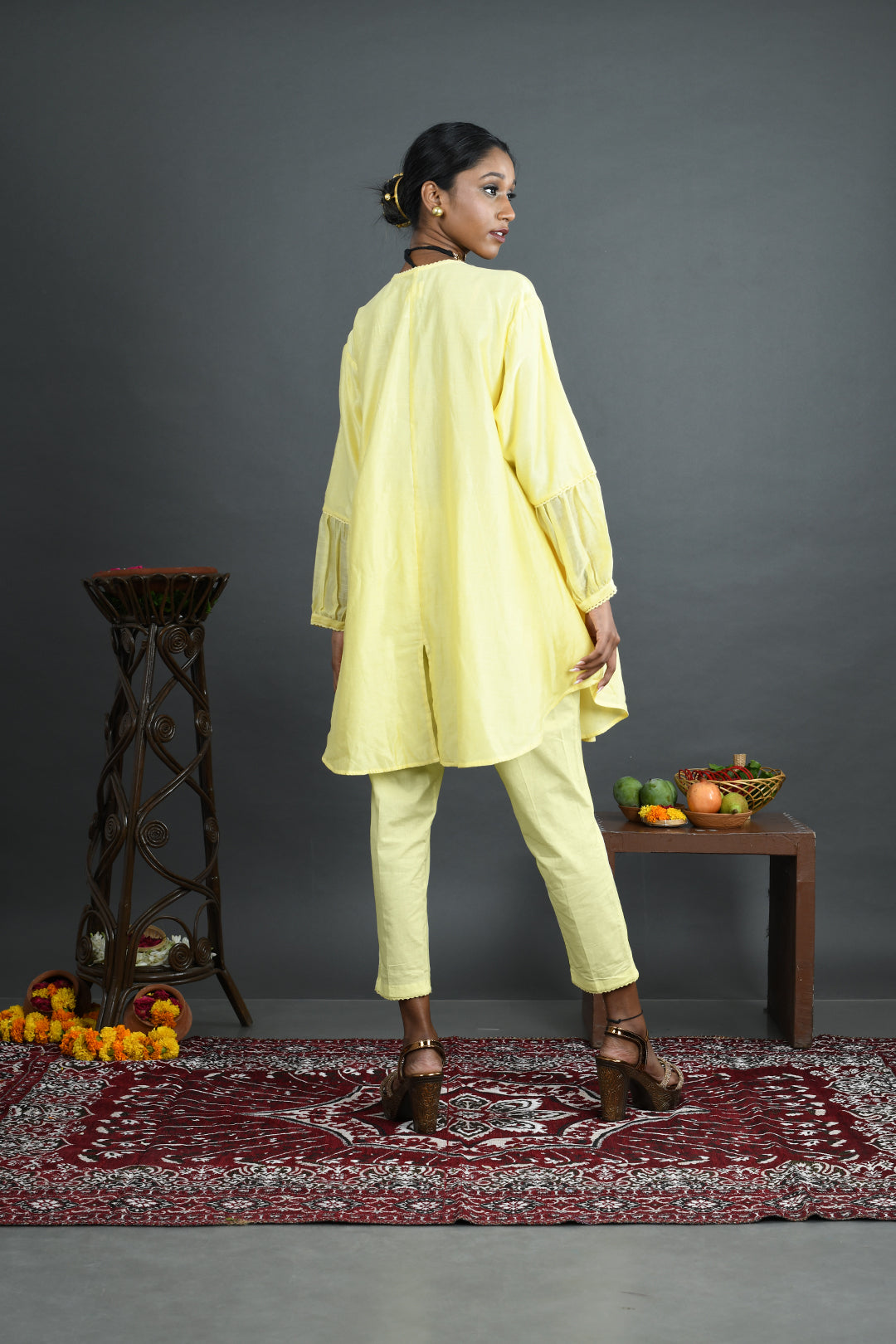 Swara - Yellow Handloom Chanderi Co-Ord Set