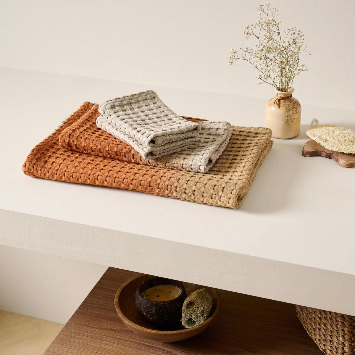 Dip Dye Cotton Bamboo Waffle Towel