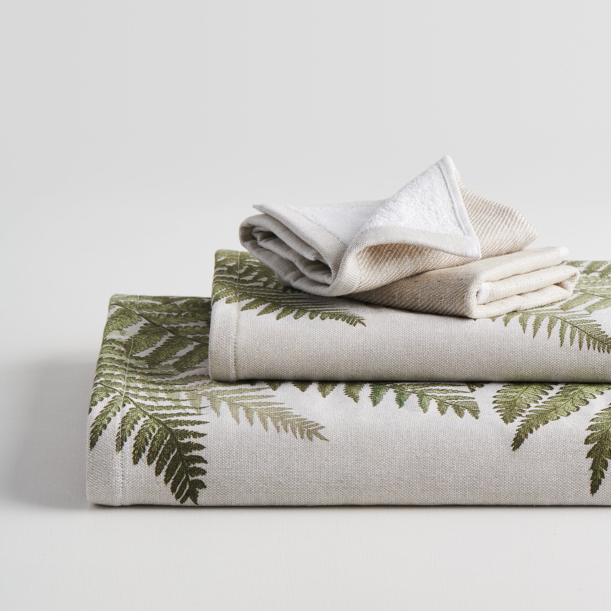 Fern Print Cotton Bamboo Hammam Terry Towel Set