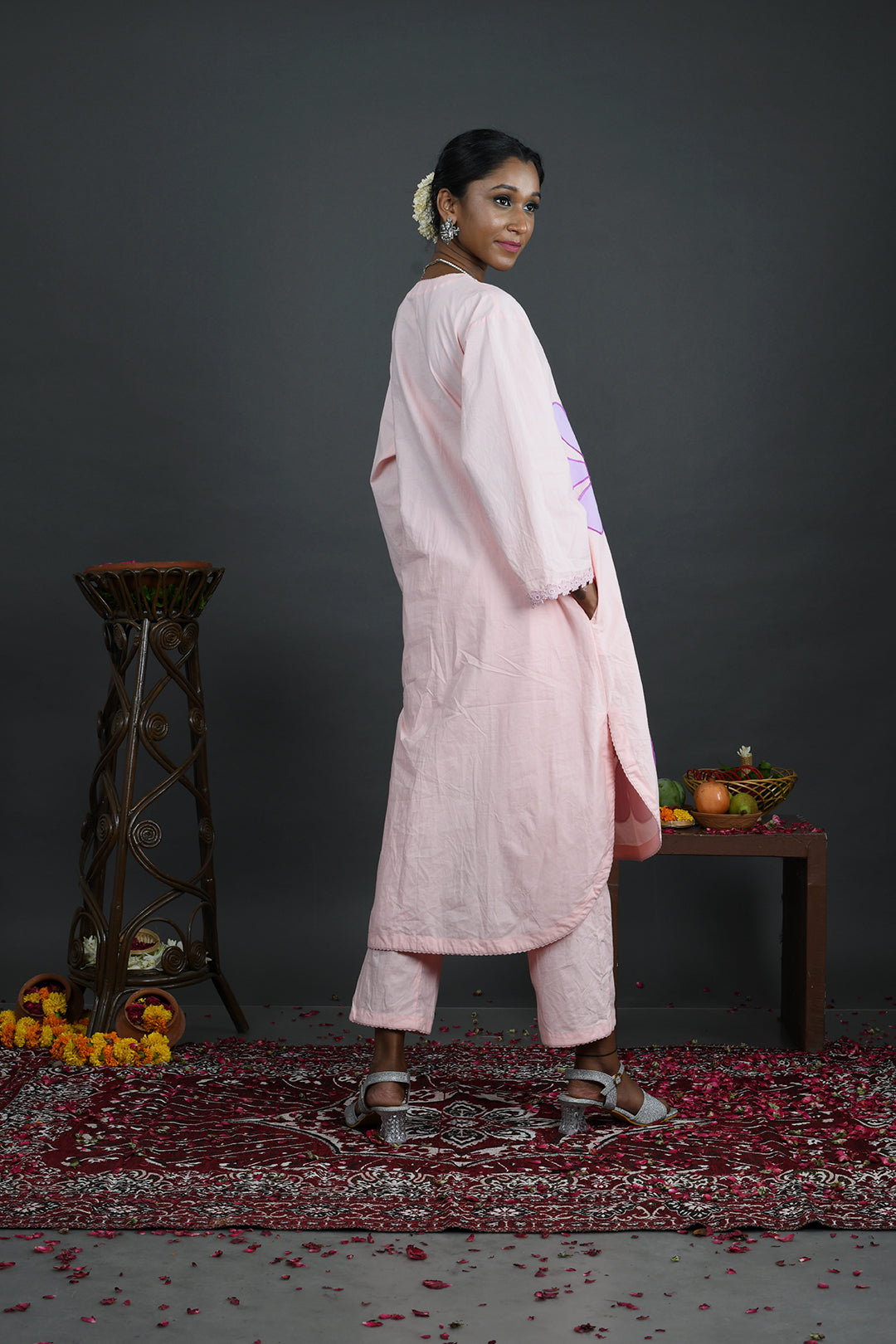 Phool - Pink Cotton Poplin Kurta And Pants Set