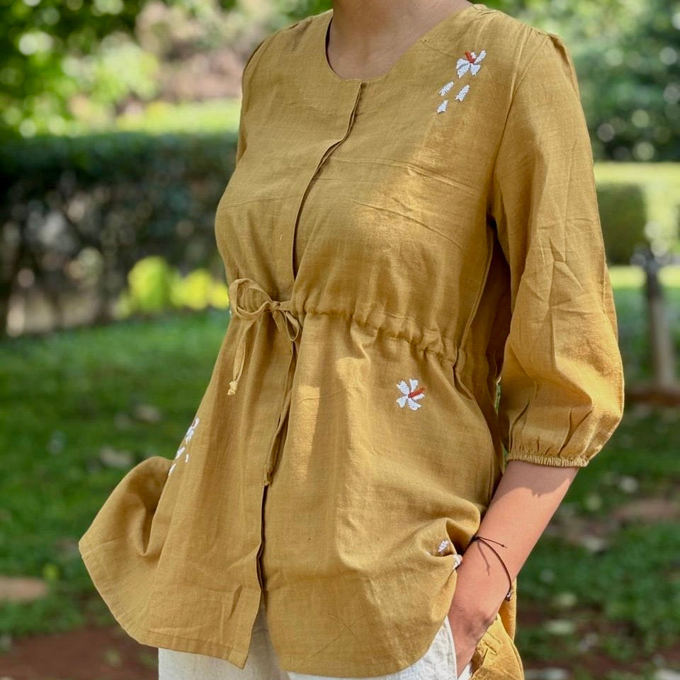 Mustard Handspun & Handwoven Tara Top
