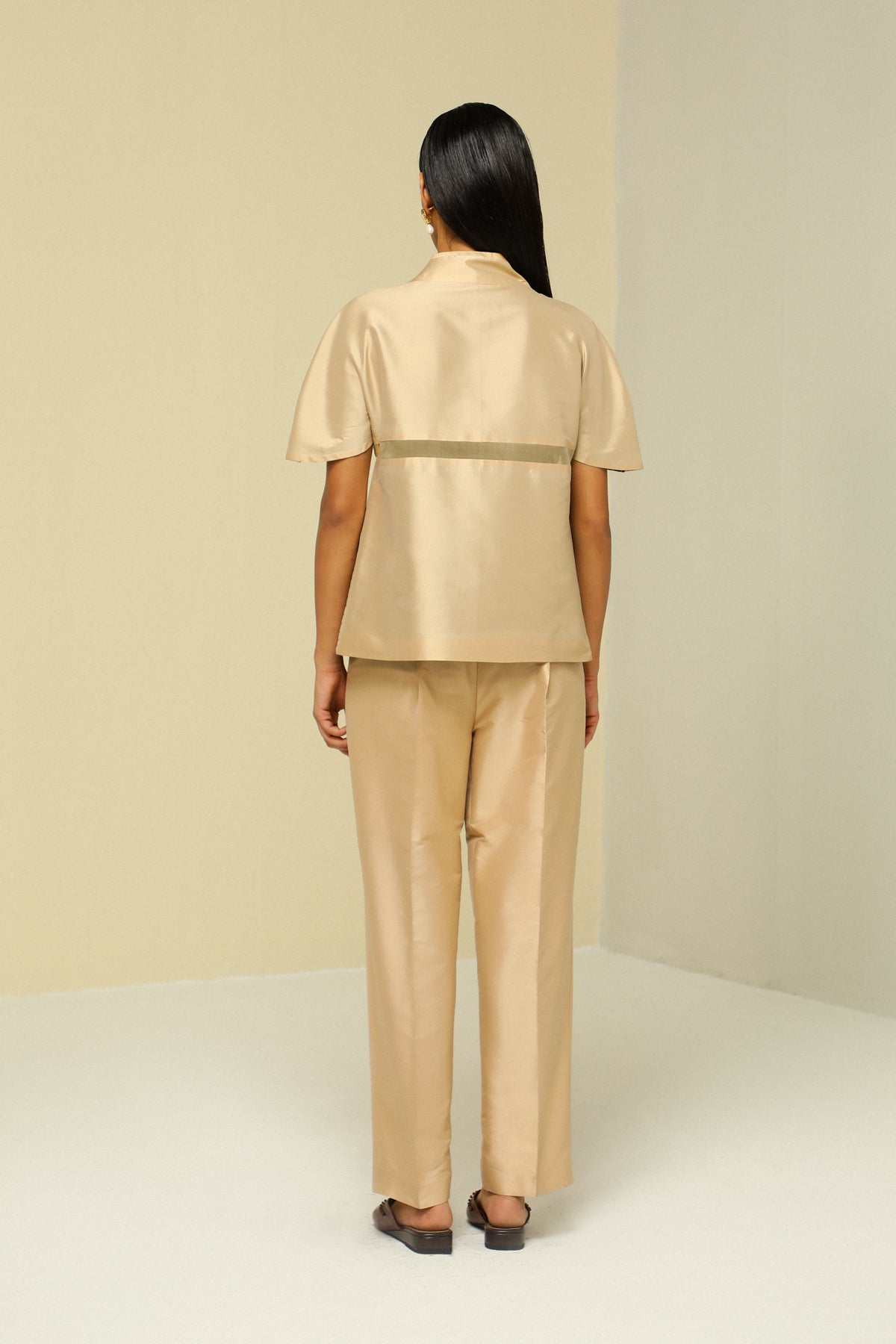 Gold All Weather Silk High Waist Pants