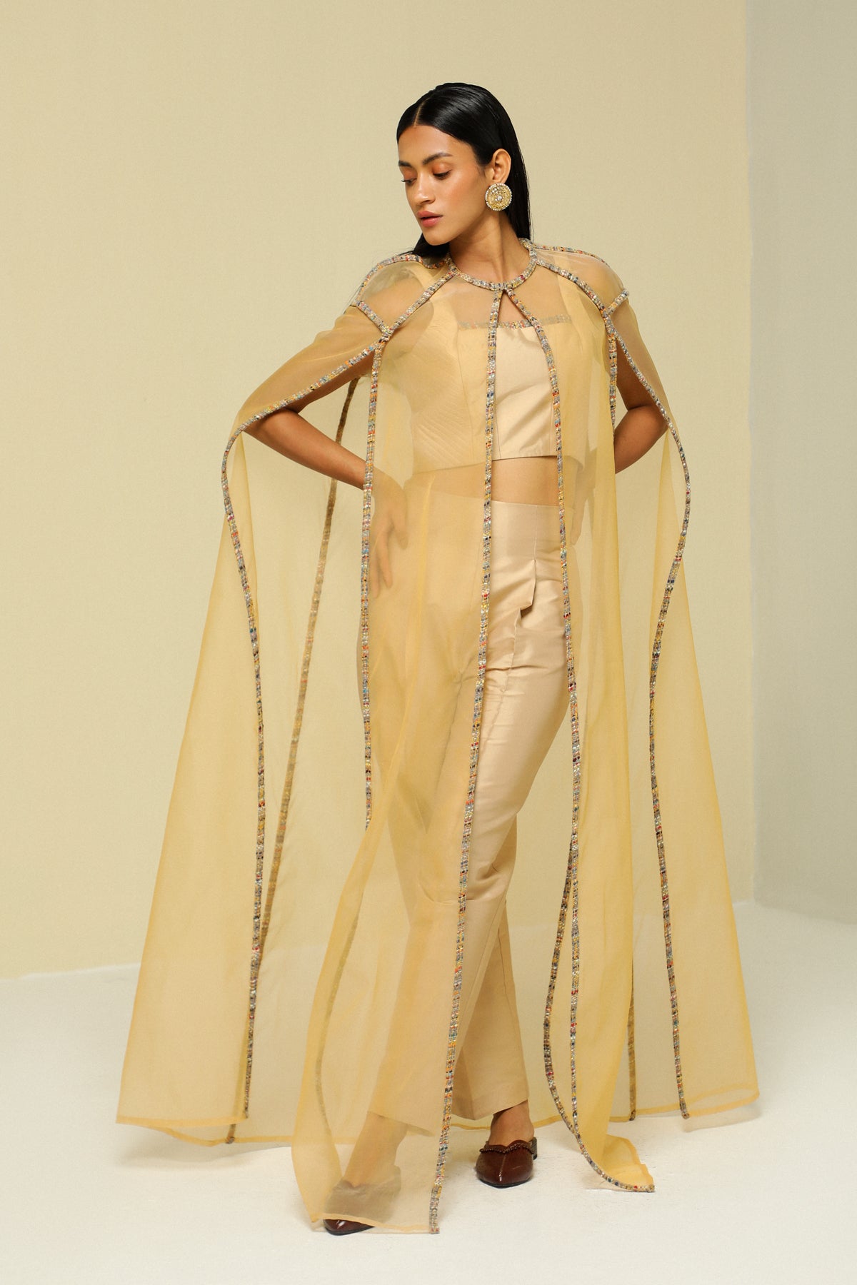 Beige Organza Cape