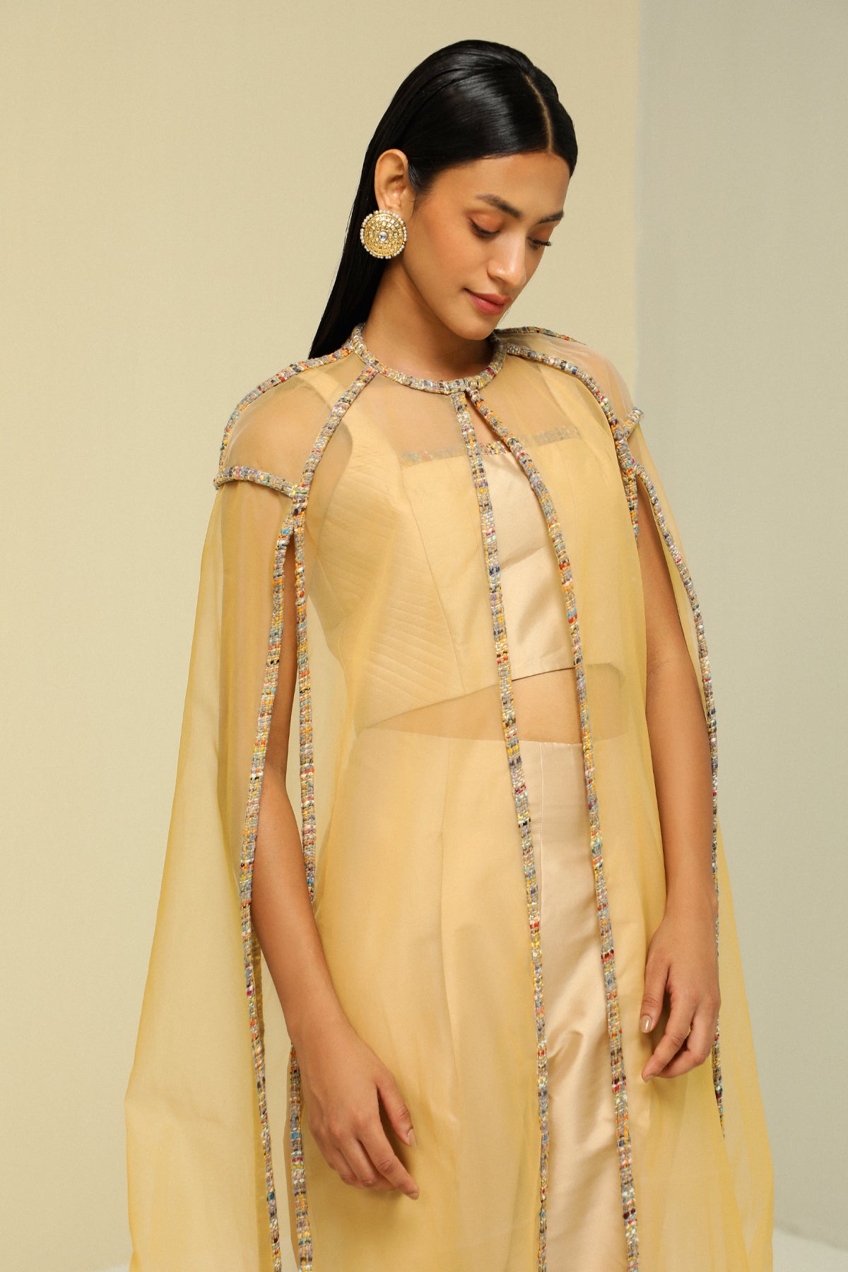 Beige Gold Silk Bustier