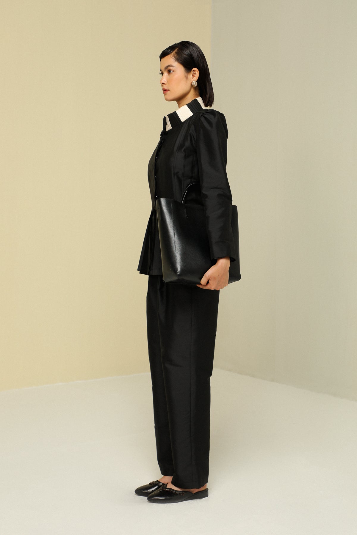 Black Silk Pleat Jacket