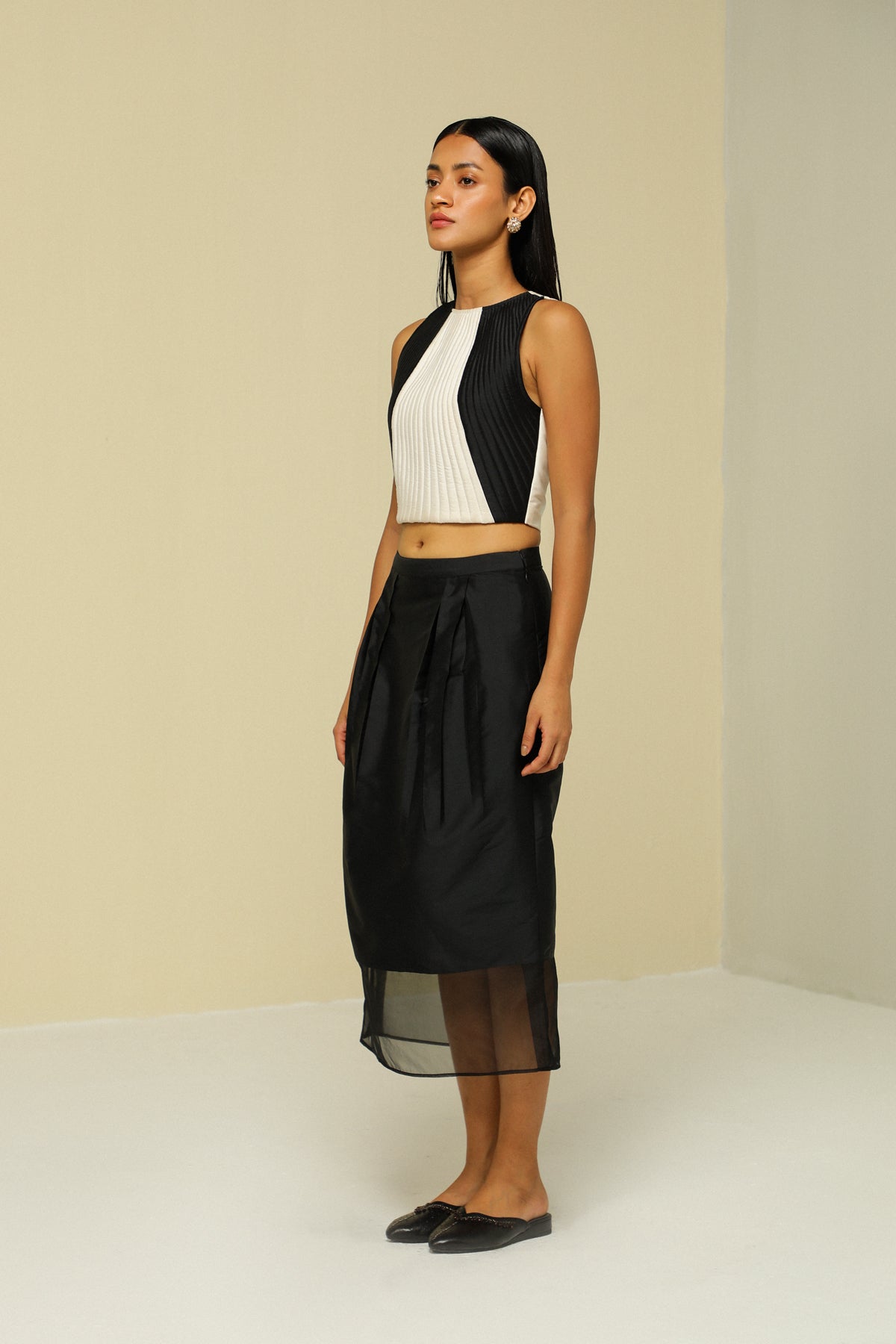 Black And White Silk Zebra Crop Top