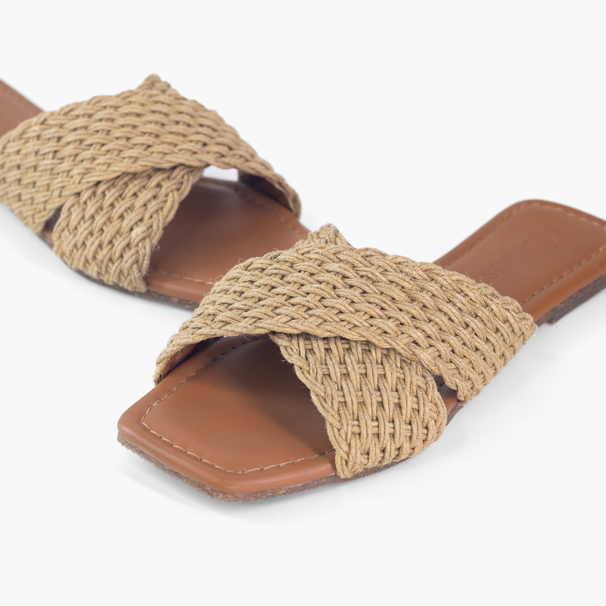 Dark Tan Jute Slides