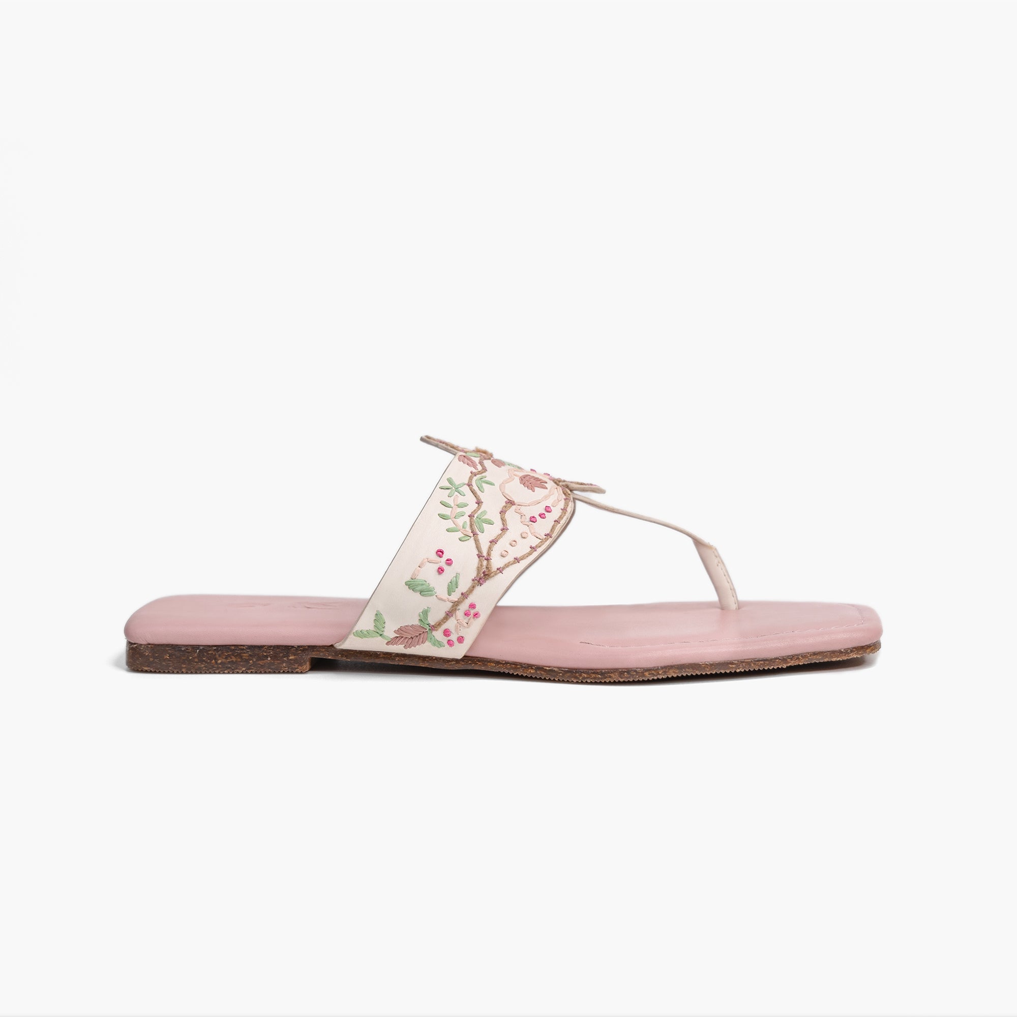 White & Pink Panchi Flats