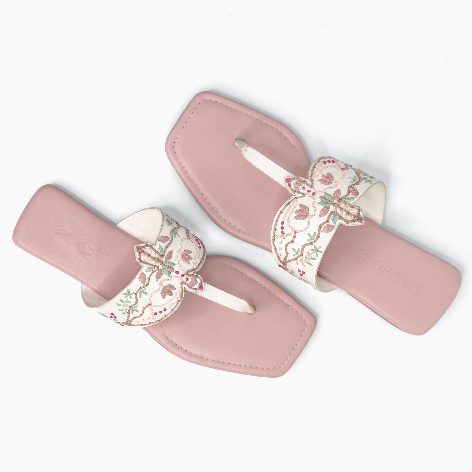 White & Pink Panchi Flats