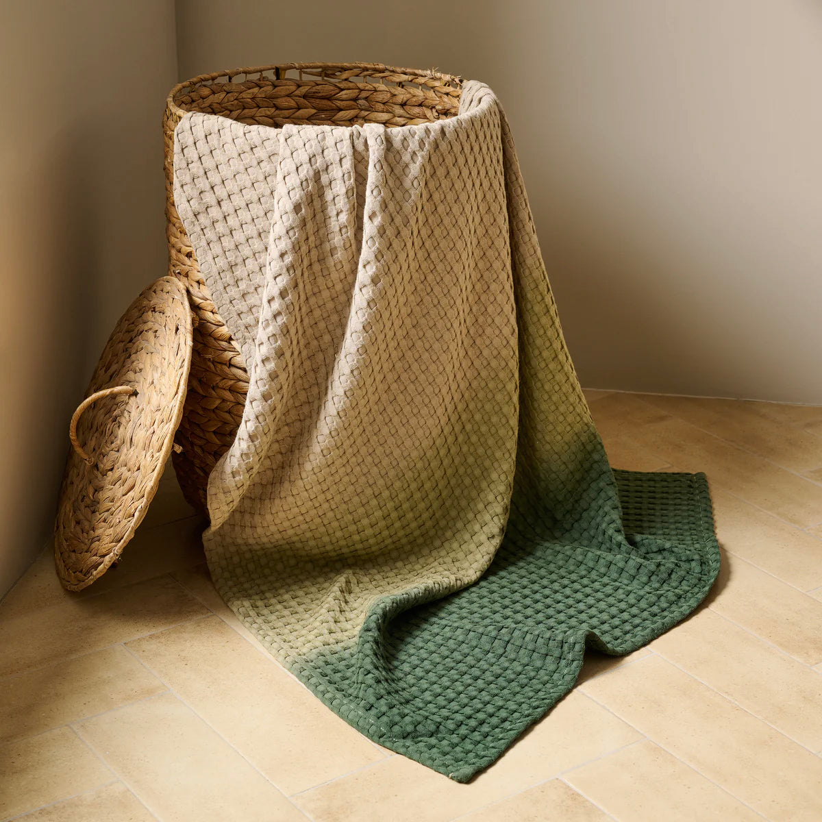 Dip Dye Cotton Bamboo Waffle Towel