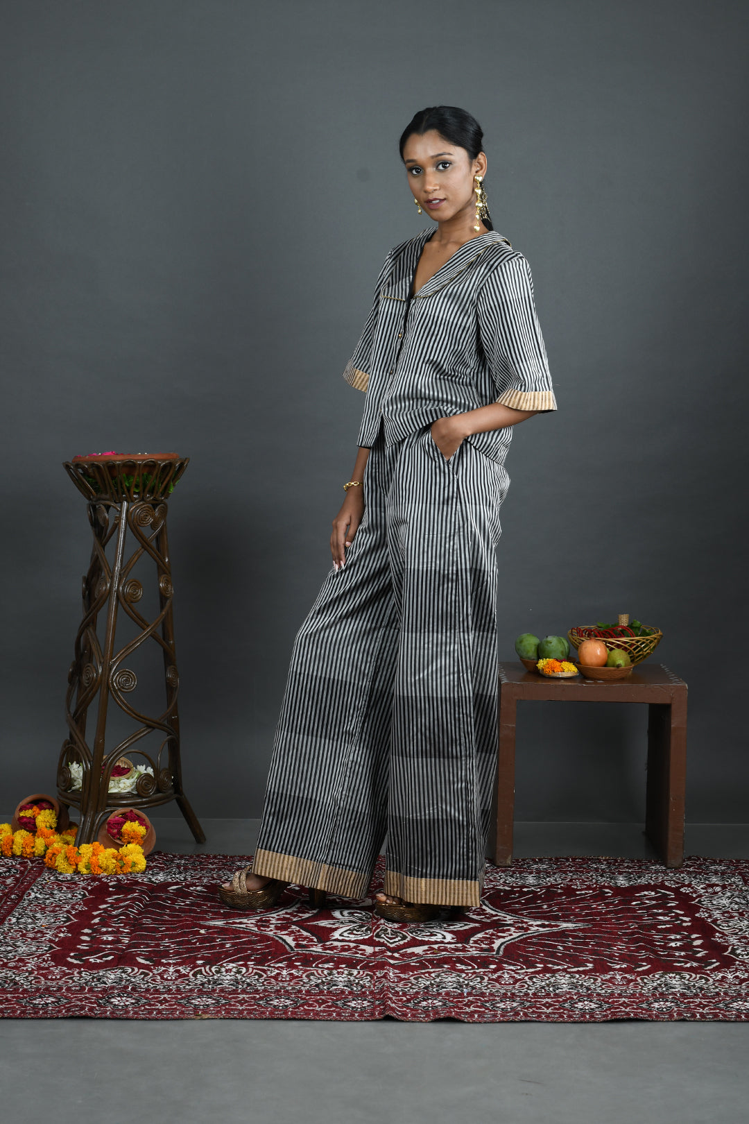 Lehar - Black Chanderi Co-Ord Set