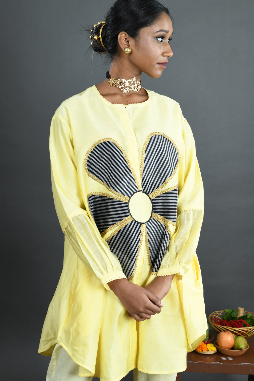 Swara - Yellow Handloom Chanderi Co-Ord Set