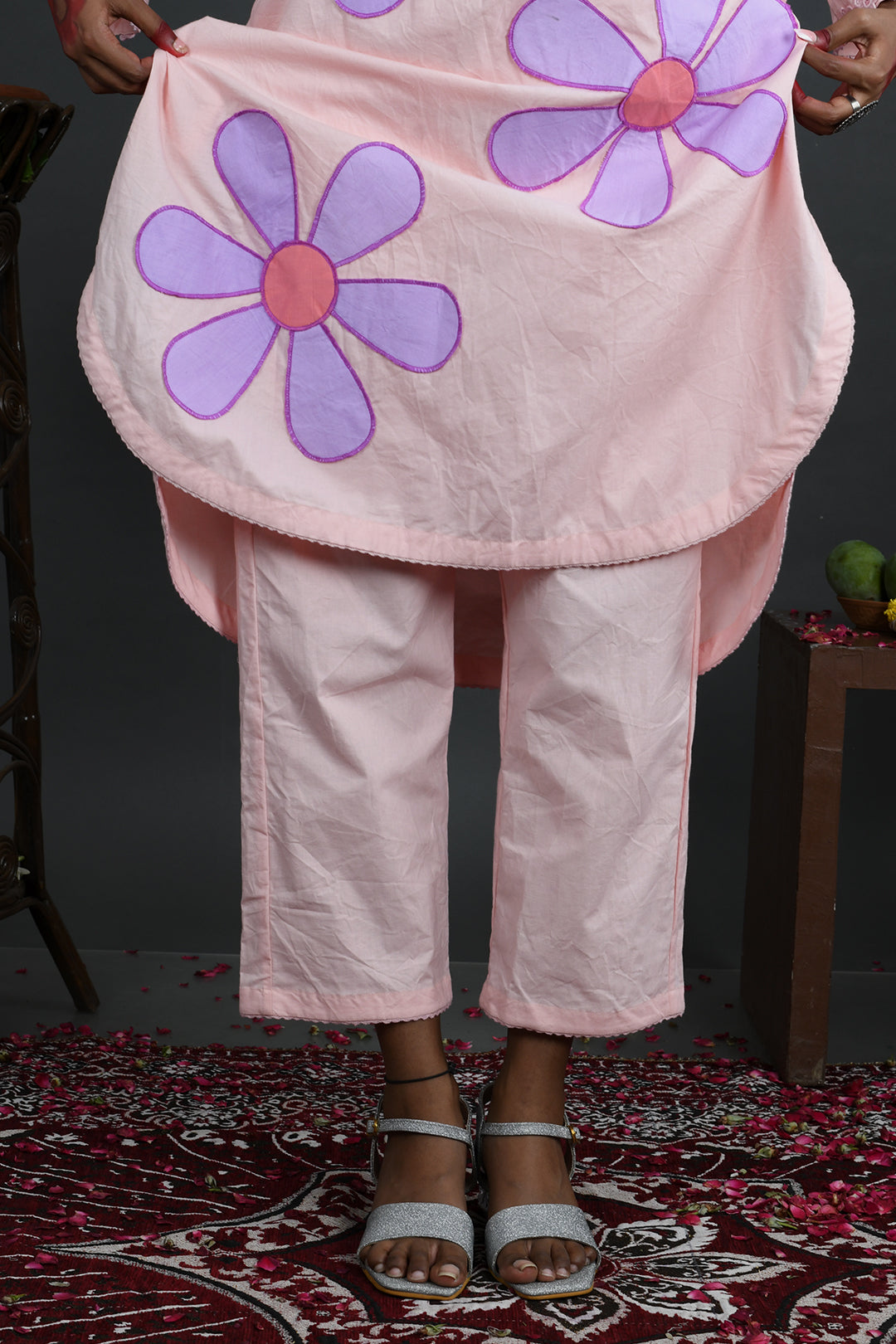 Phool - Pink Cotton Poplin Kurta And Pants Set