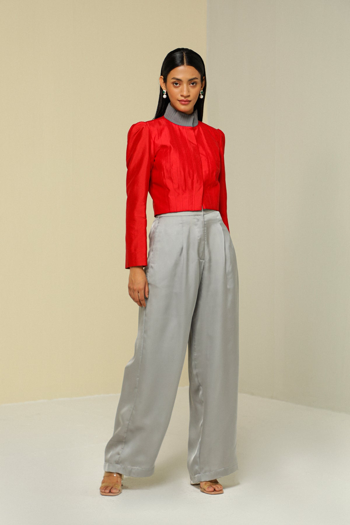 Red All Weather Silk Short Jacket