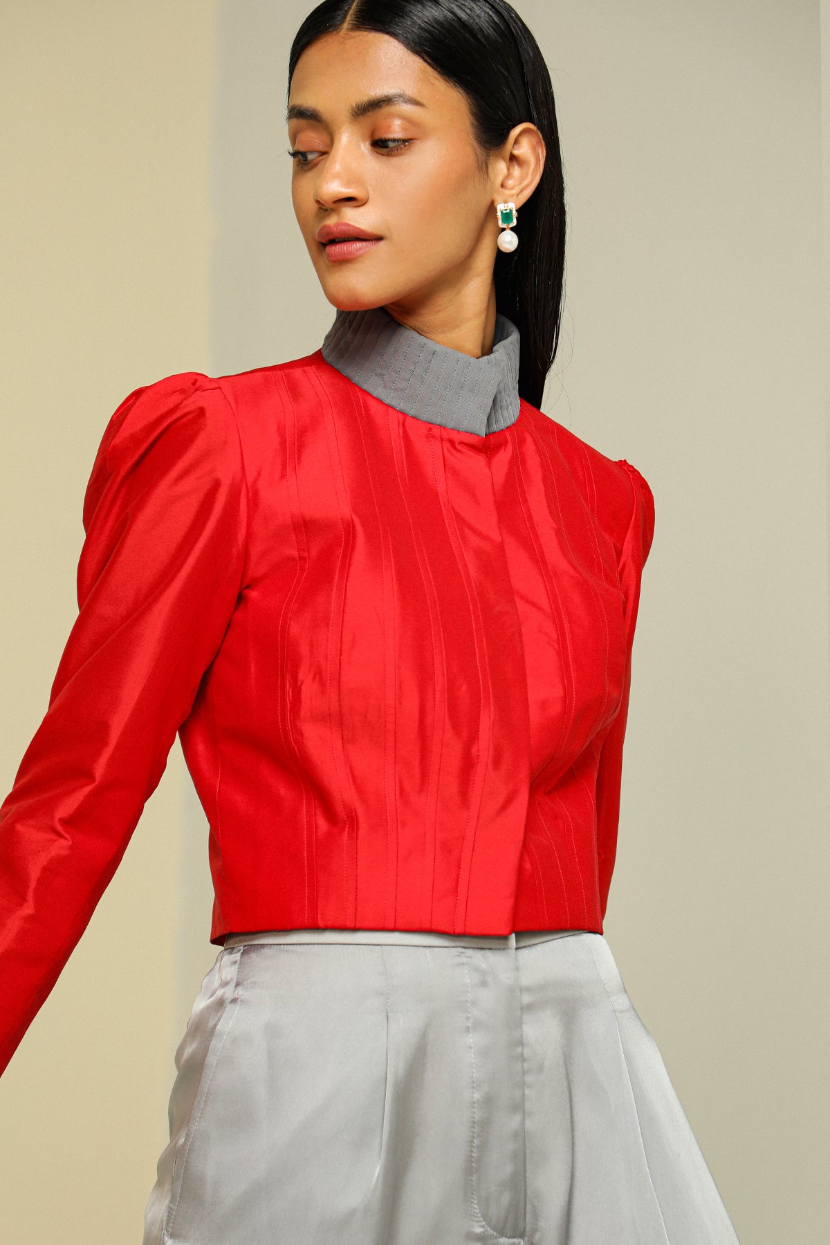 Red All Weather Silk Short Jacket