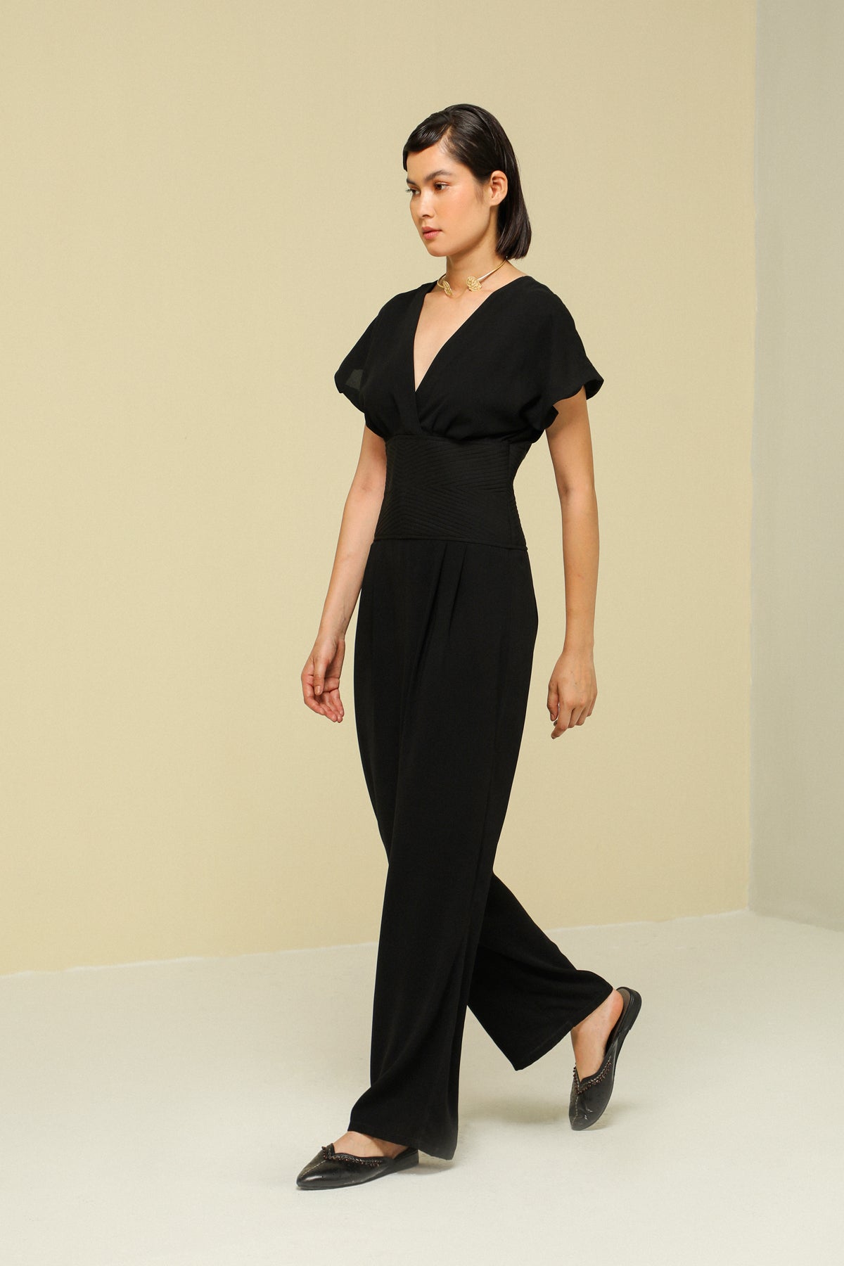Black Crepe High Waisted Jumpsuit