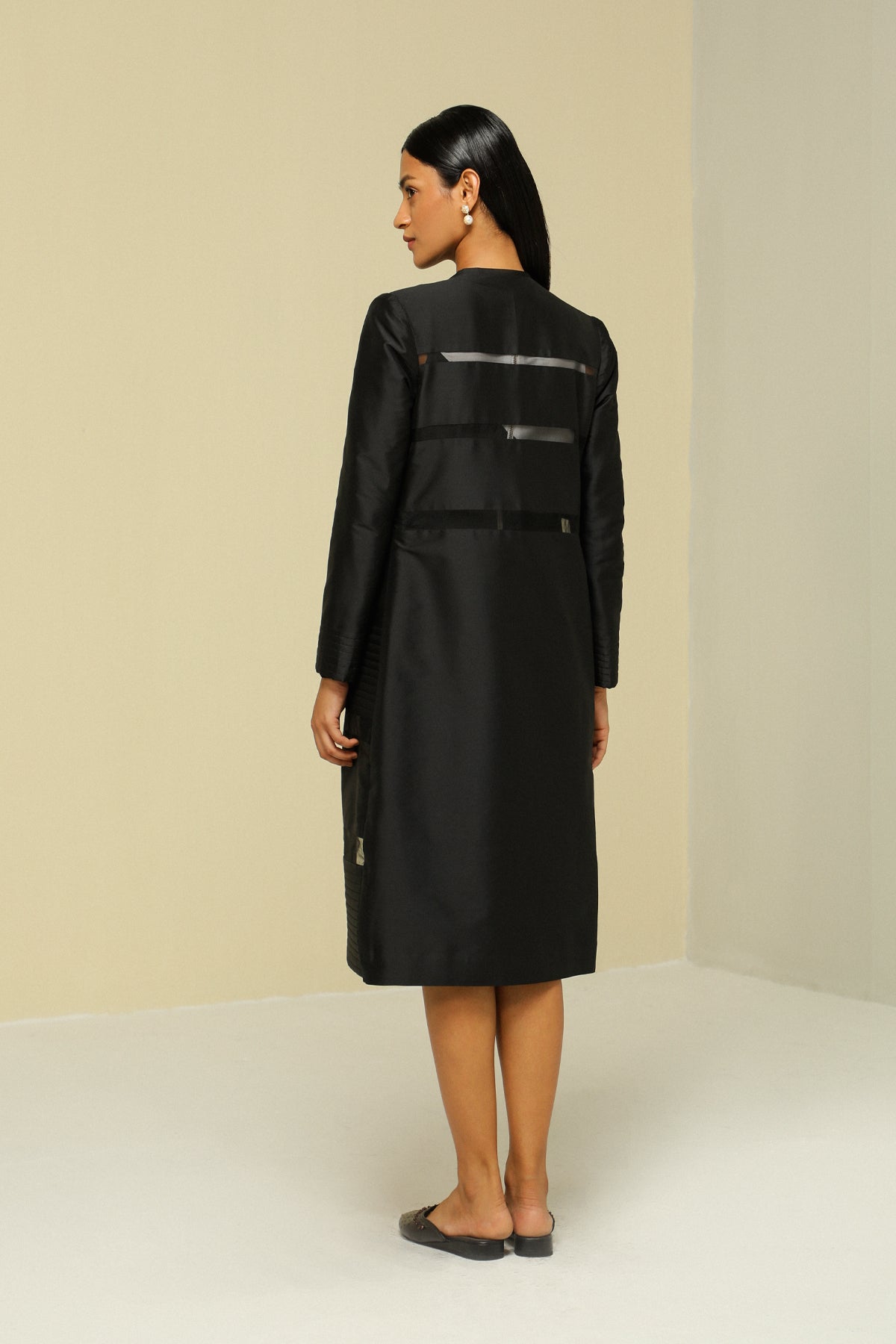 Black Silk Reversible Long Jacket