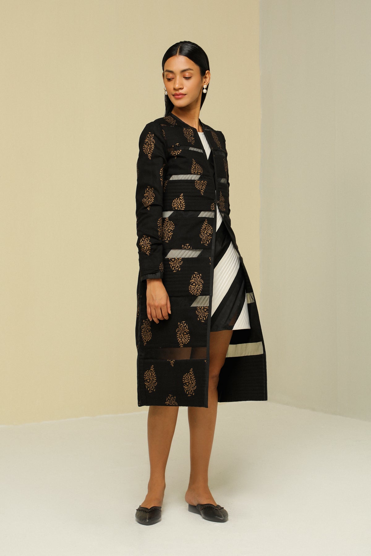 Black Silk Reversible Long Jacket