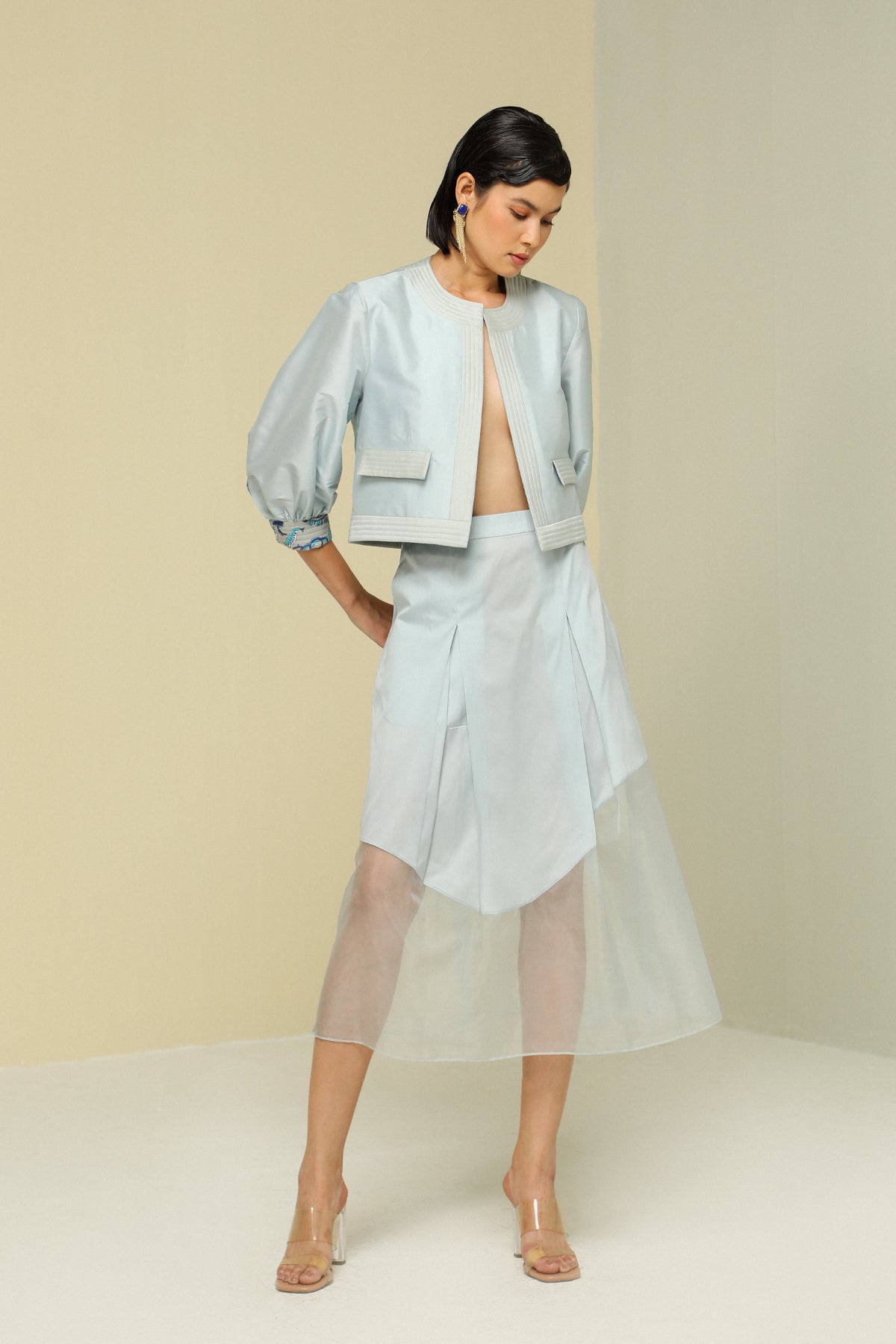 Ice Blue Silk Skirt