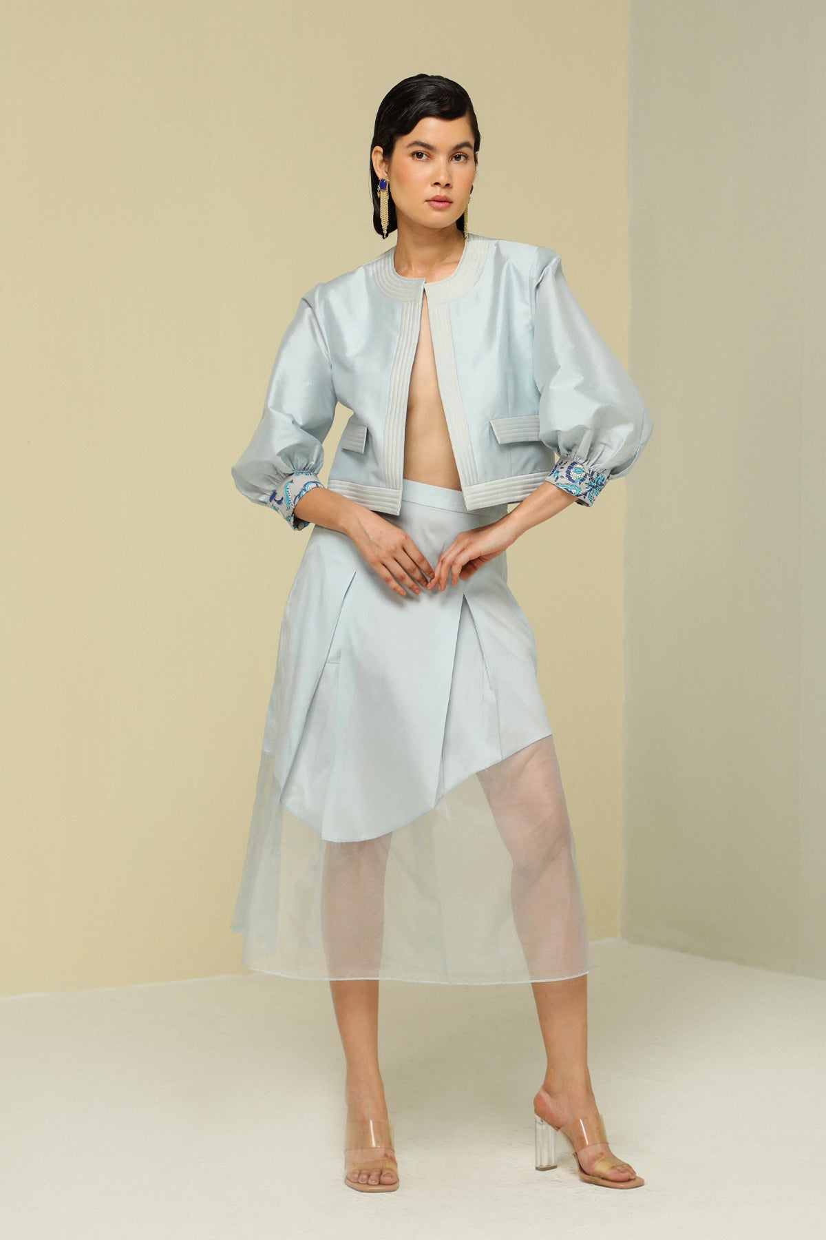 Ice Blue Silk Skirt