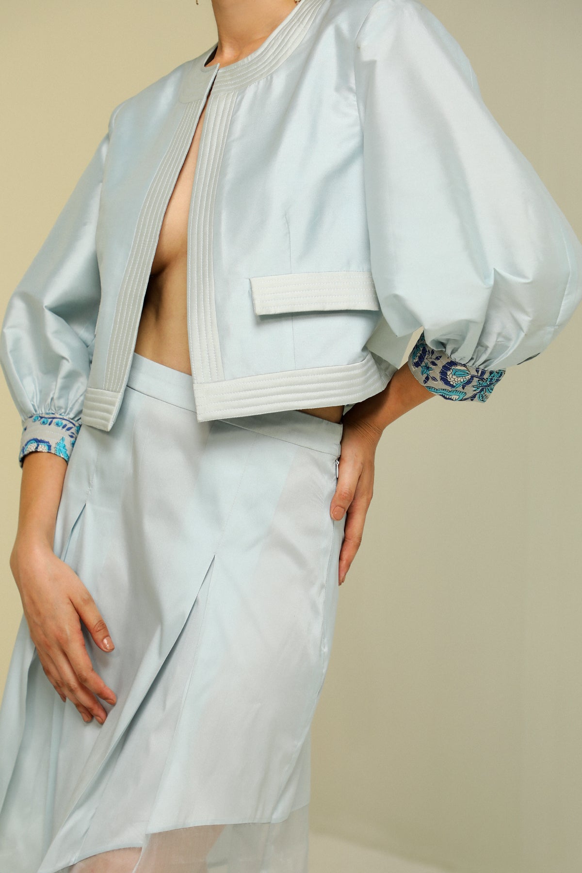 Ice Blue Silk Jacket