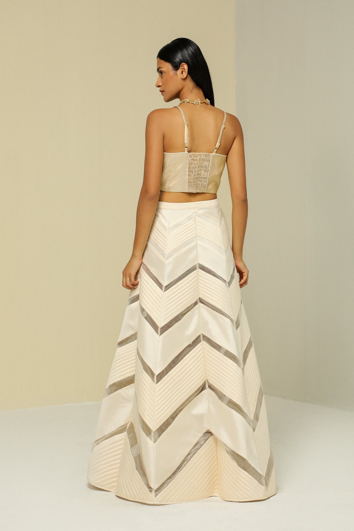 Off White Silk Reversible Skirt