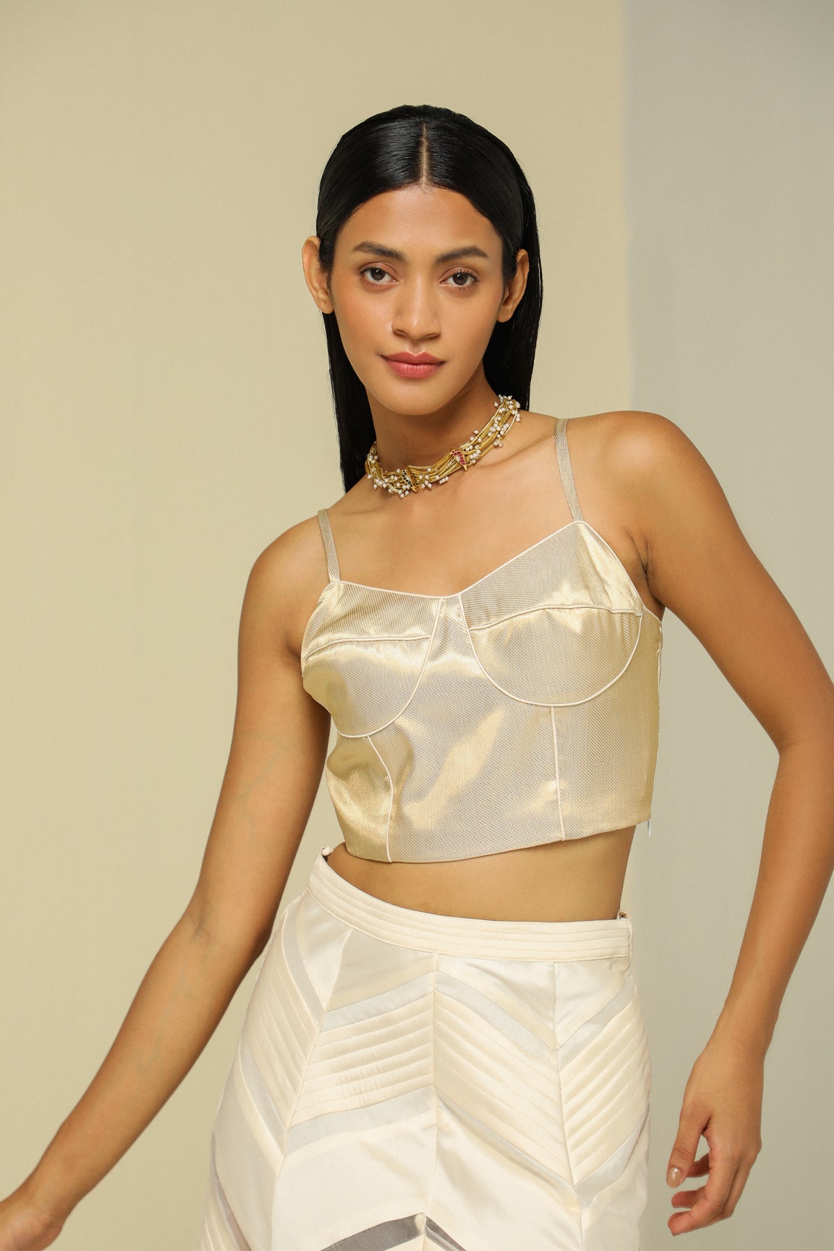 Off White Silk Reversible Skirt