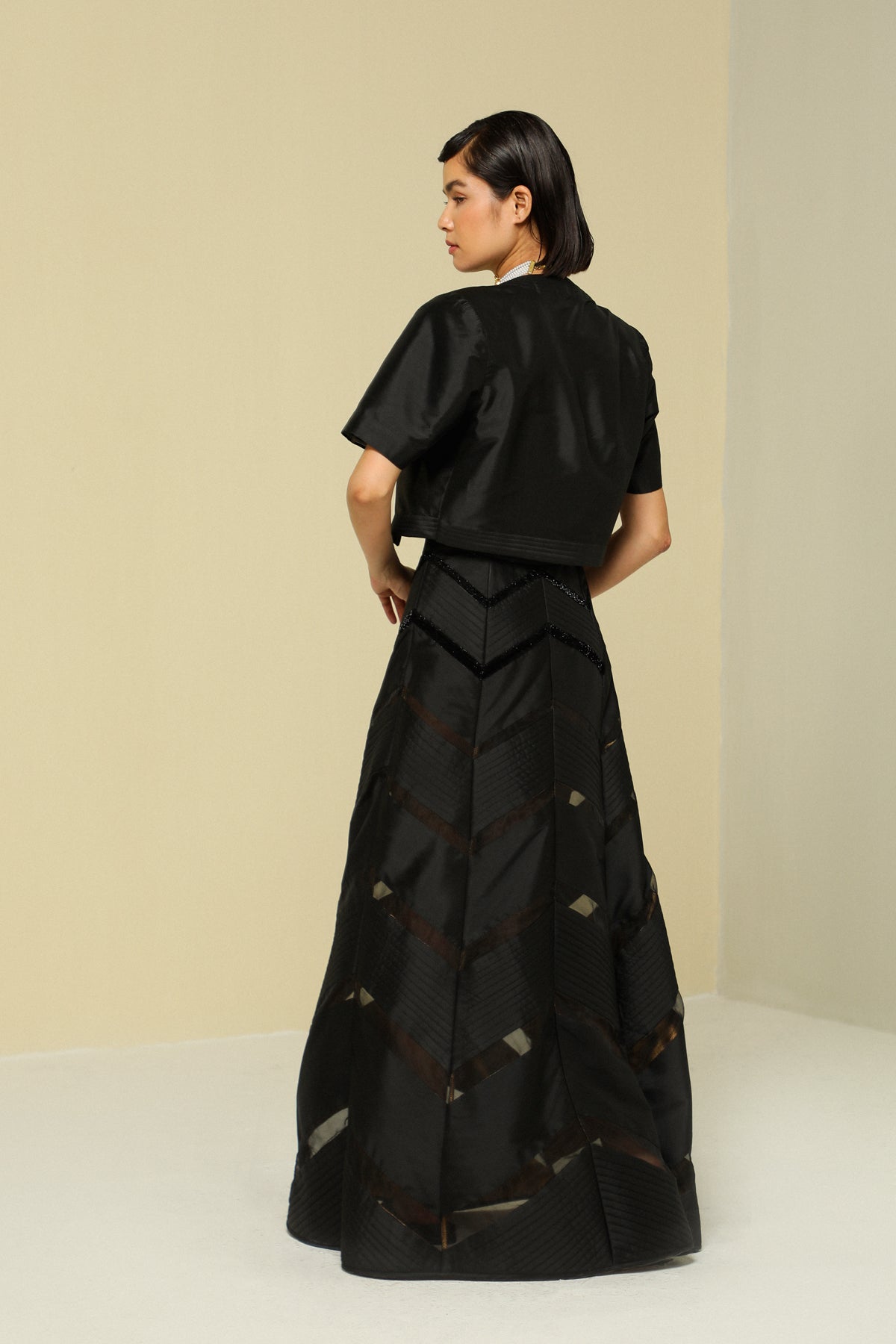 Black Silk Crop Jacket