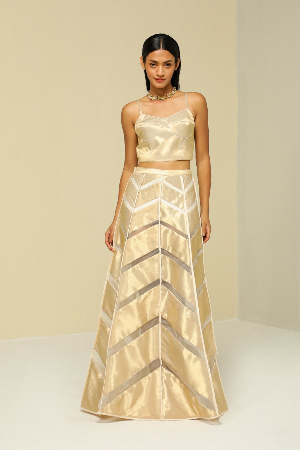 Off White Silk Reversible Skirt