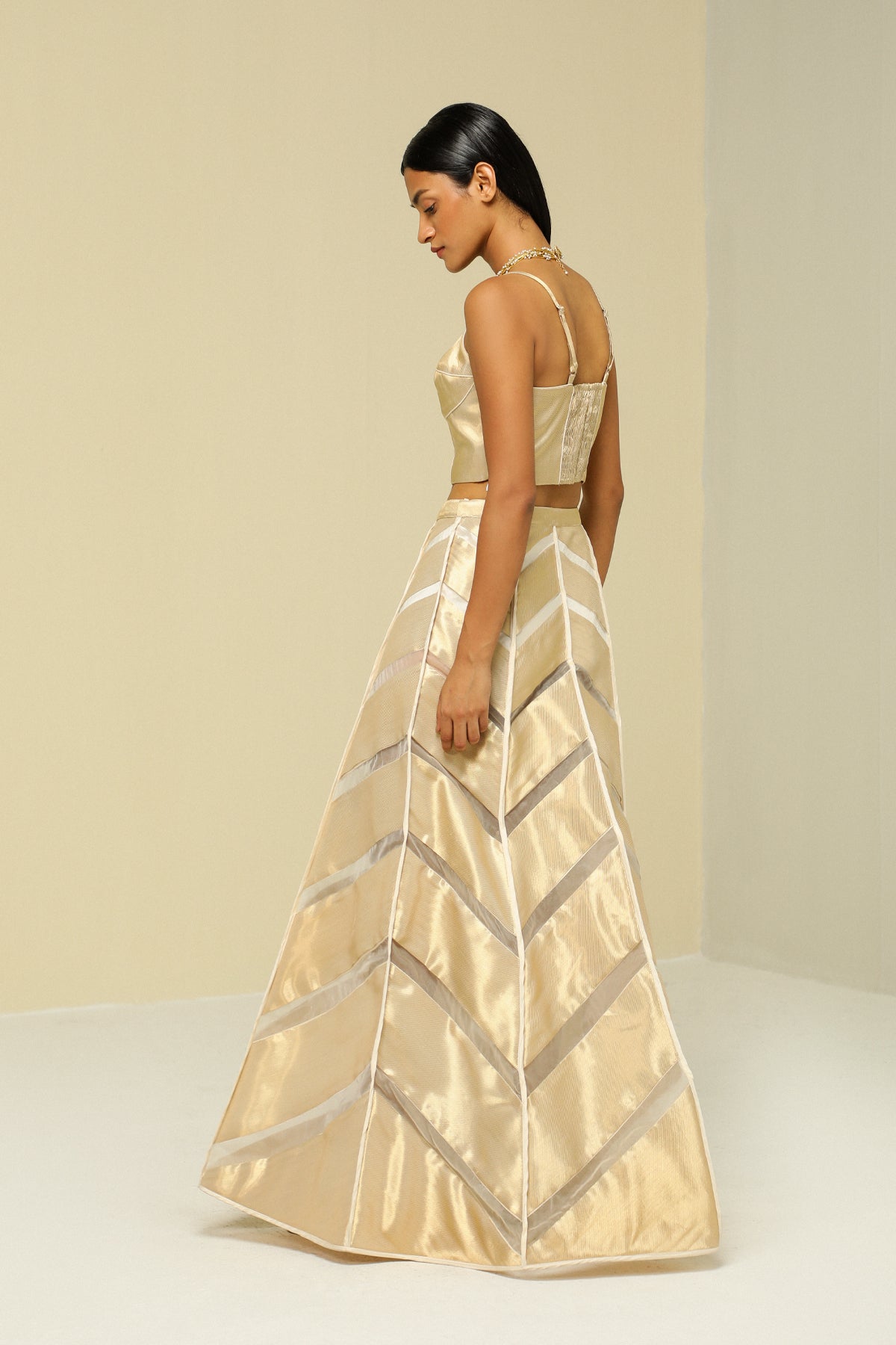 Off White Silk Reversible Skirt