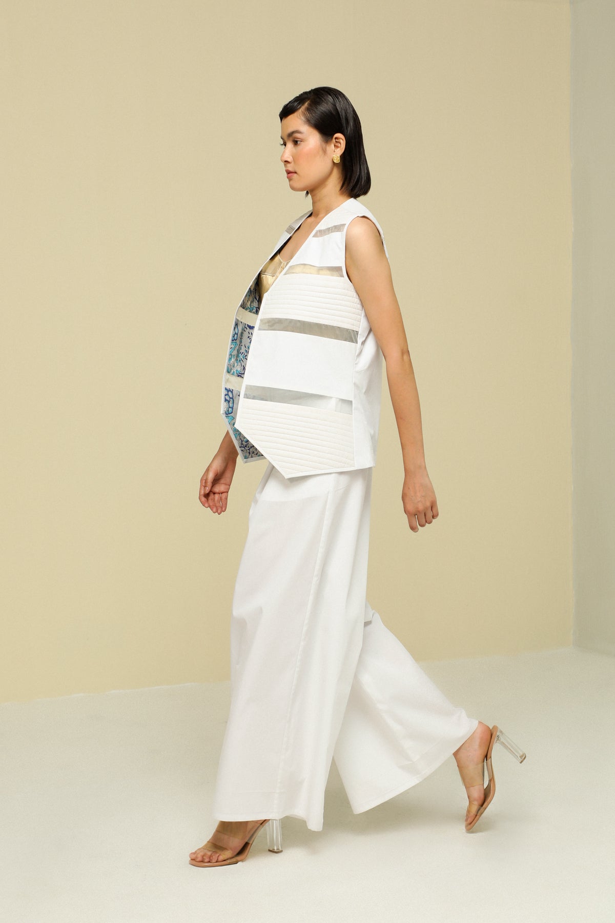 White Cotton Reversible Waistcoat