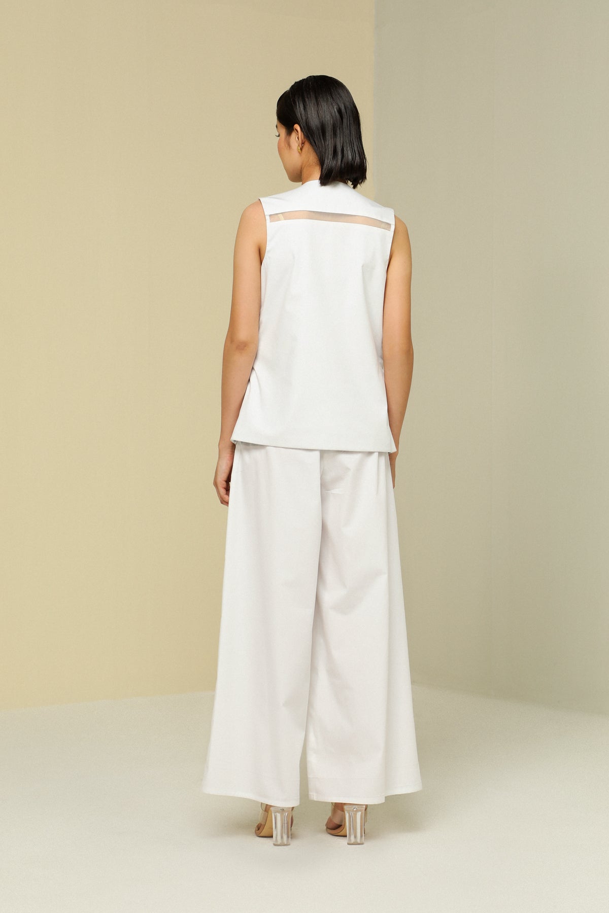 White Cotton Flared Pants