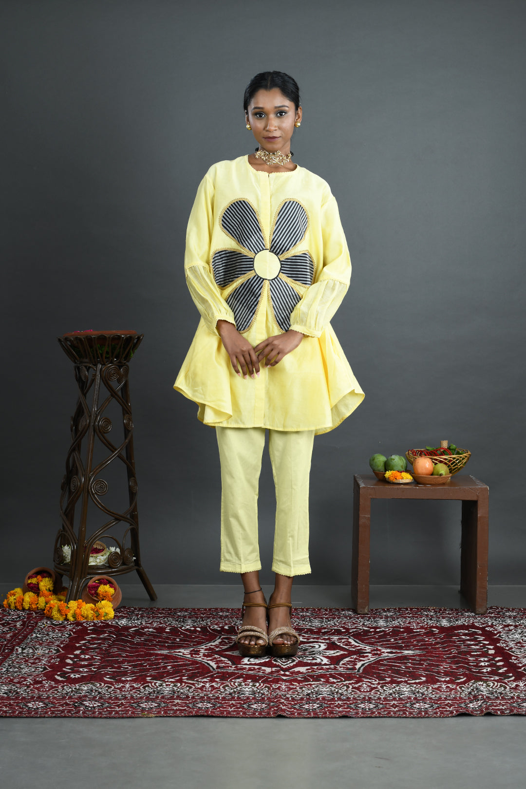 Swara - Yellow Handloom Chanderi Co-Ord Set