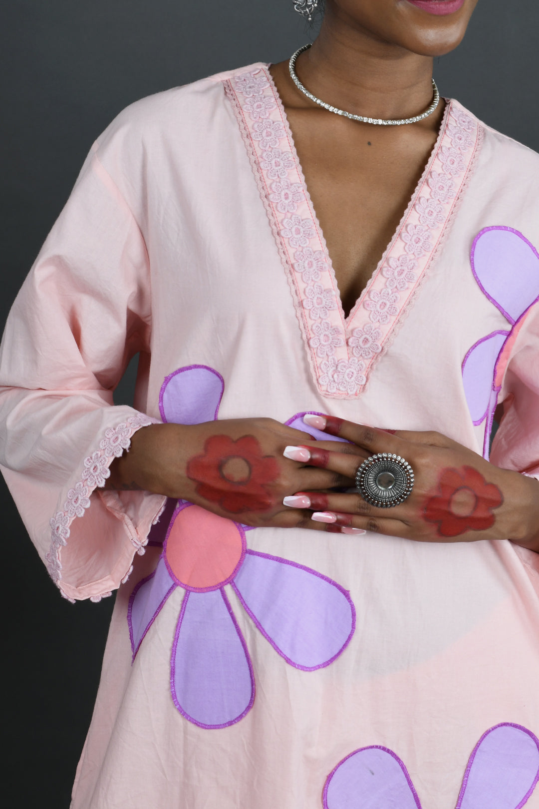 Phool - Pink Cotton Poplin Kurta And Pants Set