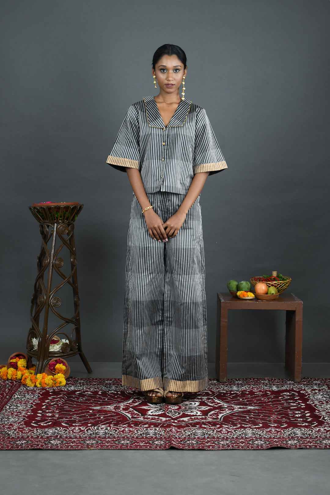 Lehar - Black Chanderi Co-Ord Set