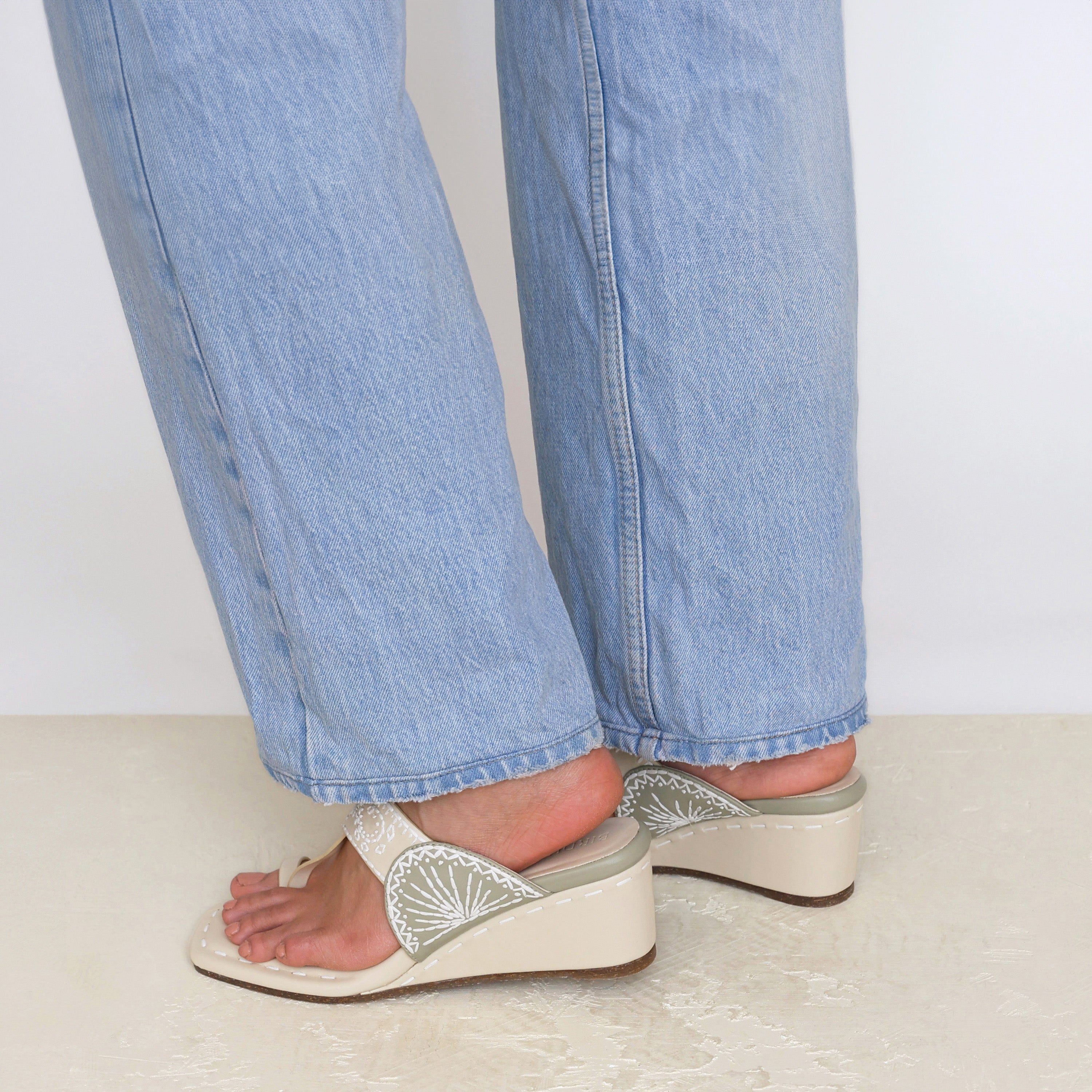 Cream And Sage Mandana Heels