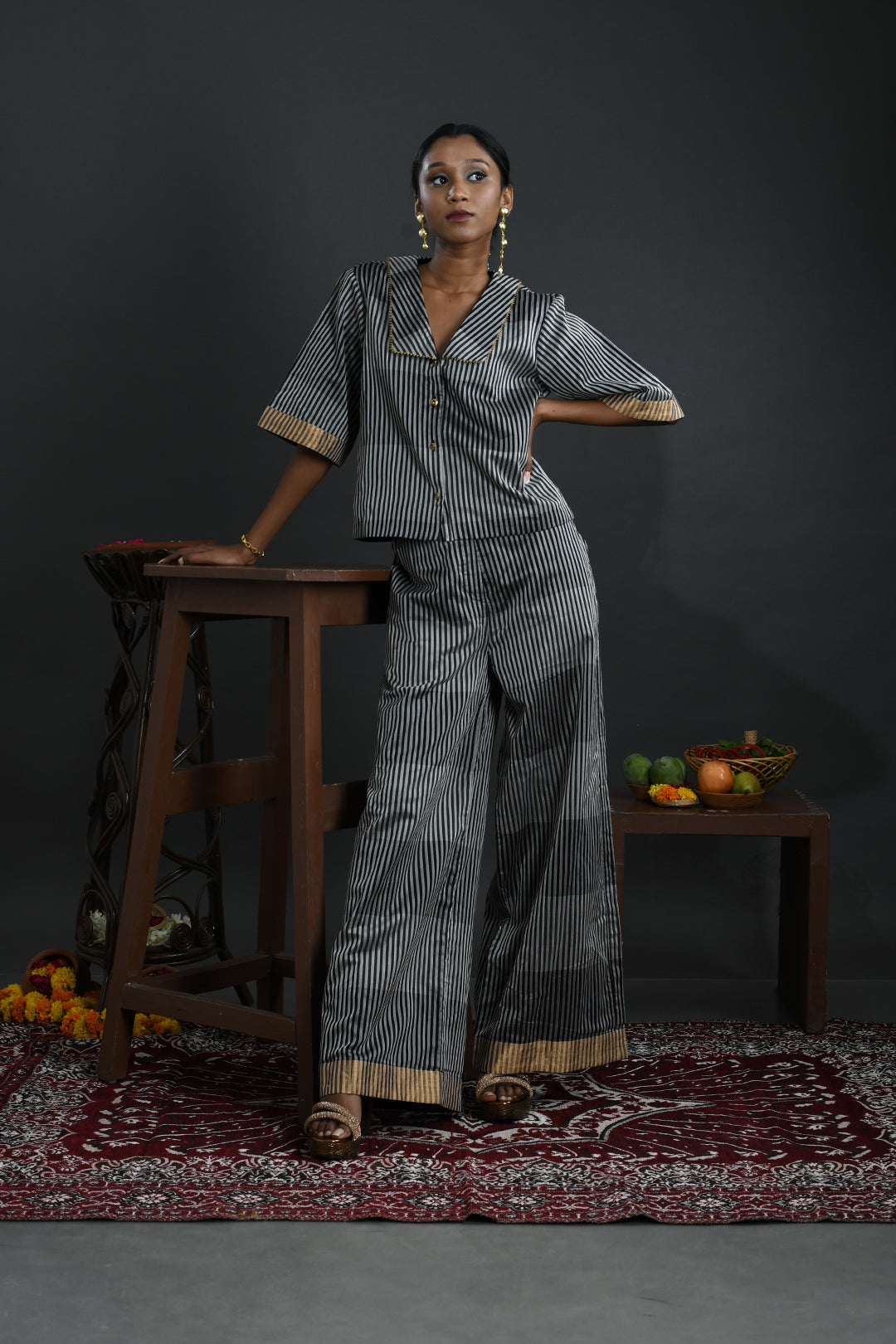 Lehar - Black Chanderi Co-Ord Set