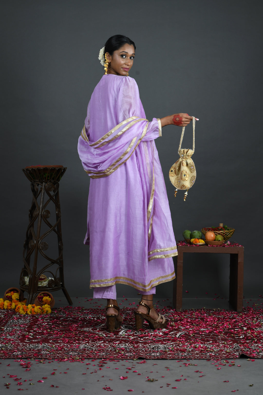 Lily - Lavender Handloom Chanderi Kurta Set