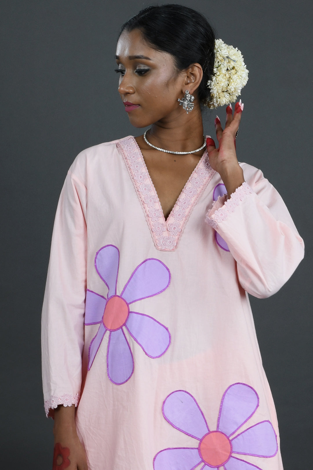 Phool - Pink Cotton Poplin Kurta And Pants Set