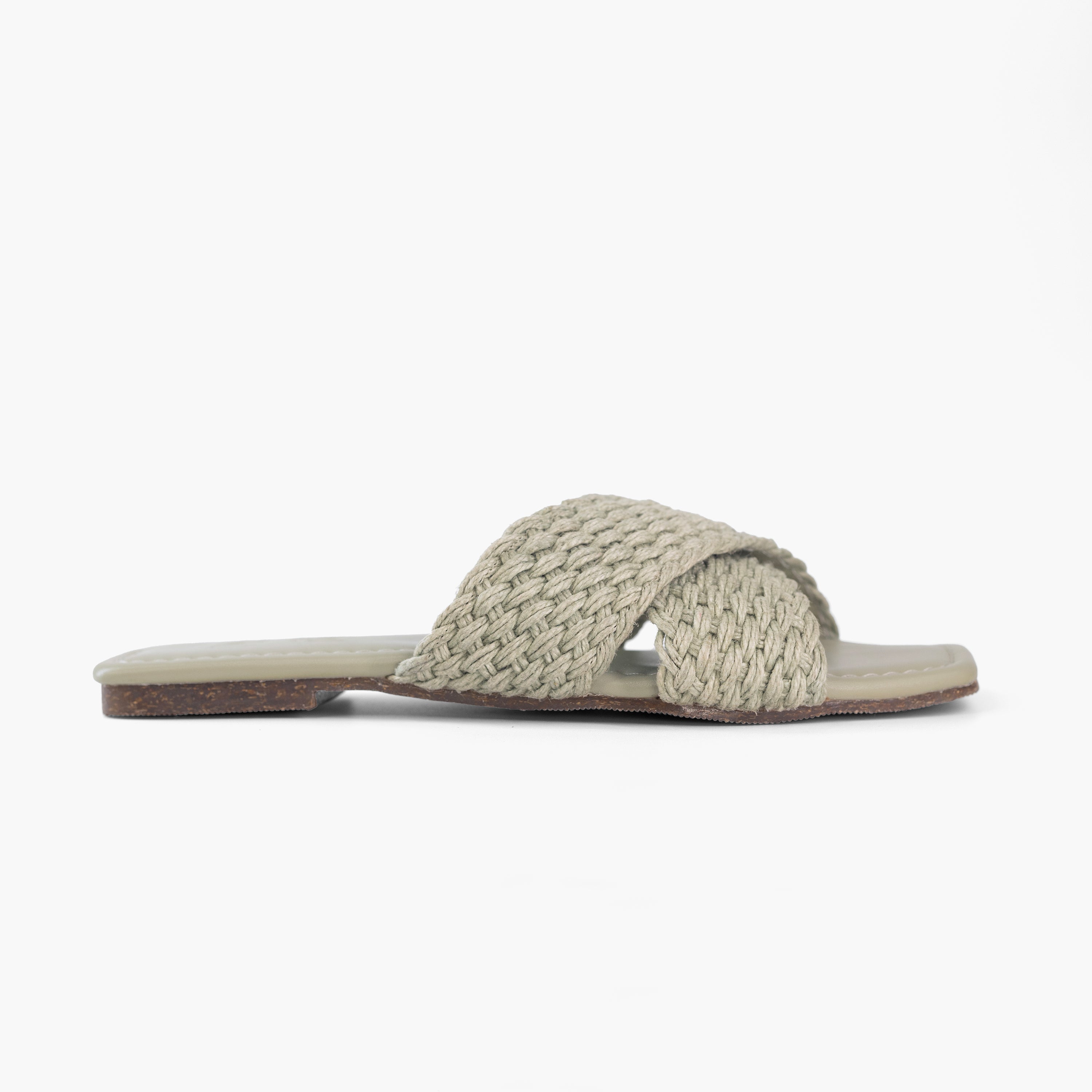 Sage green Jute slides
