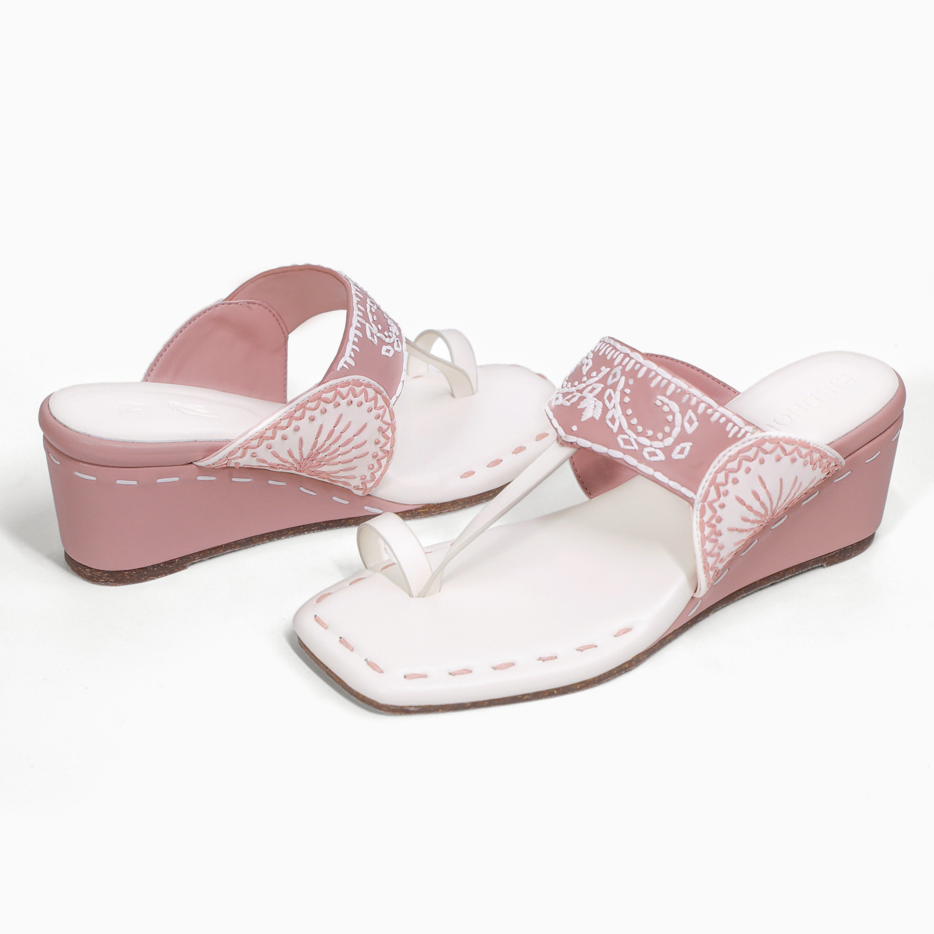 White and pink Mandana Heels